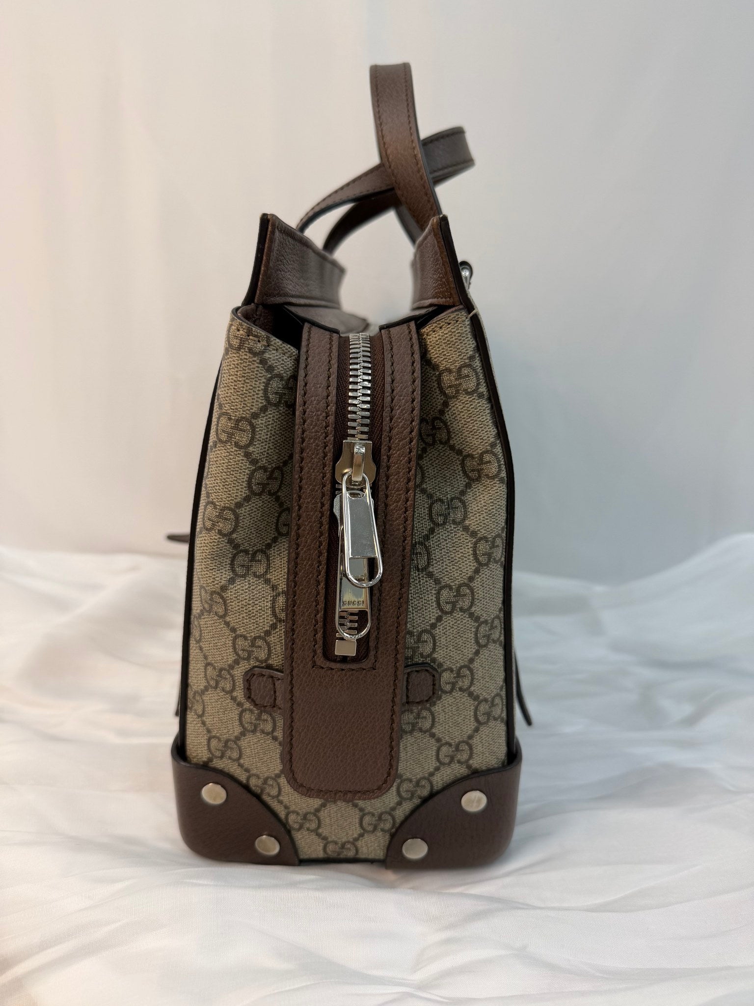 Gucci Brown GG Coated Canvas Bucket Travel Tote