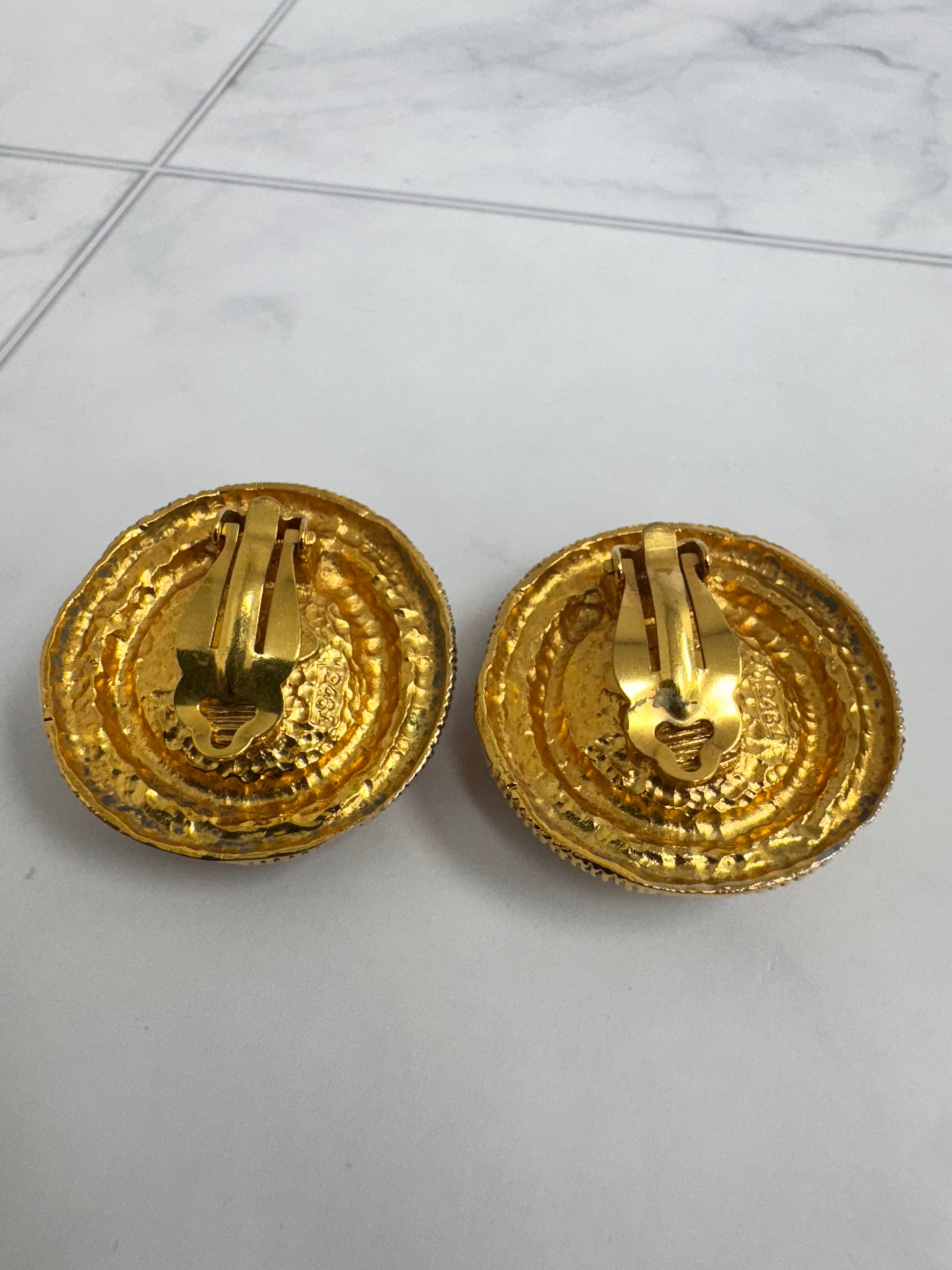 Chanel Gold Plated Vintage Round Pearl Clip-On Earrings
