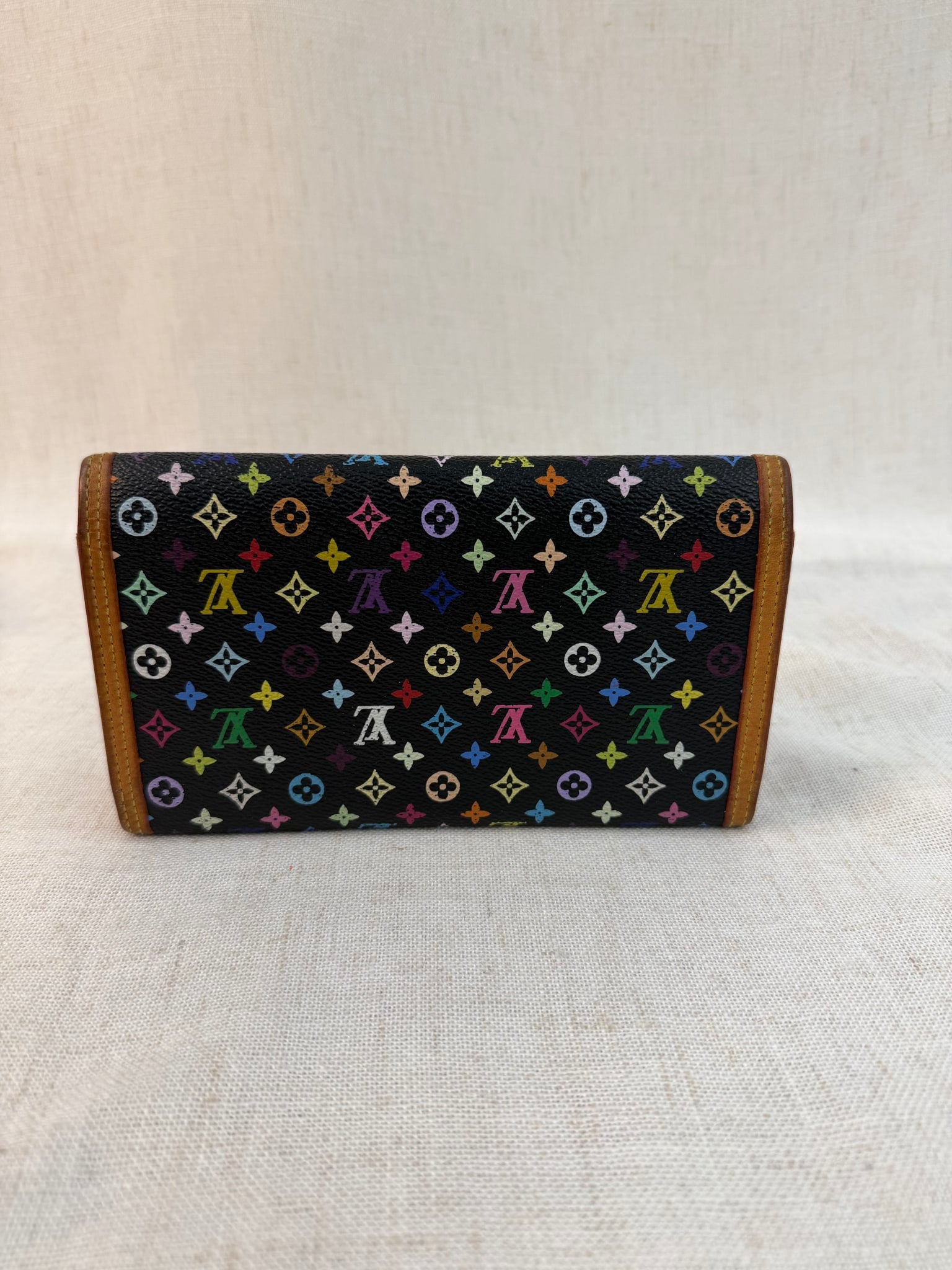 Louis Vuitton Black Multicolor Porte Tresor International Wallet