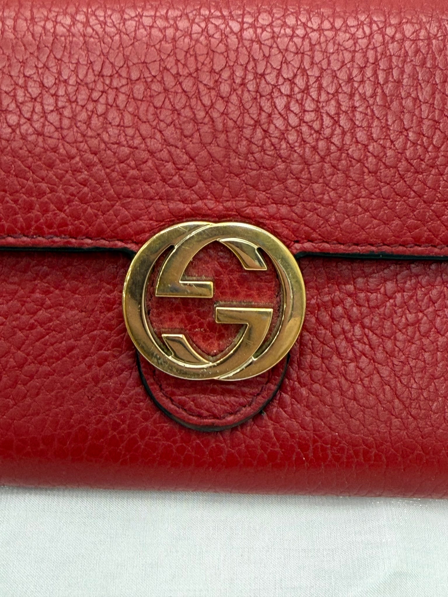 Gucci Red Leather Interlocking G Long Wallet