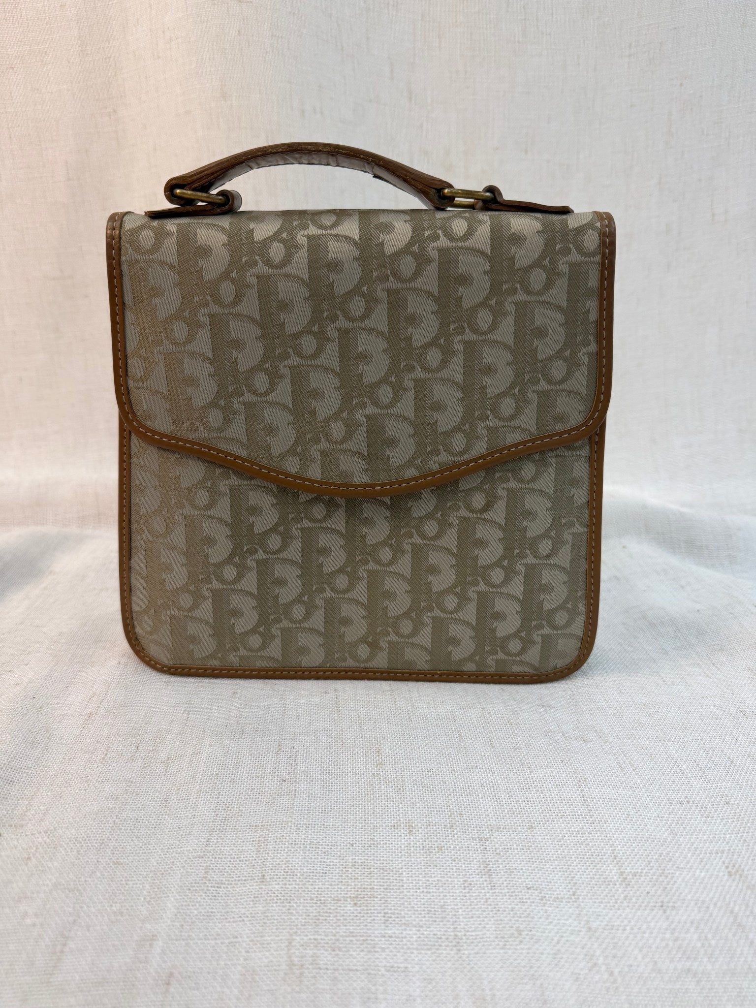 Christian Dior Brown Canvas Vintage Trotter Top Handle