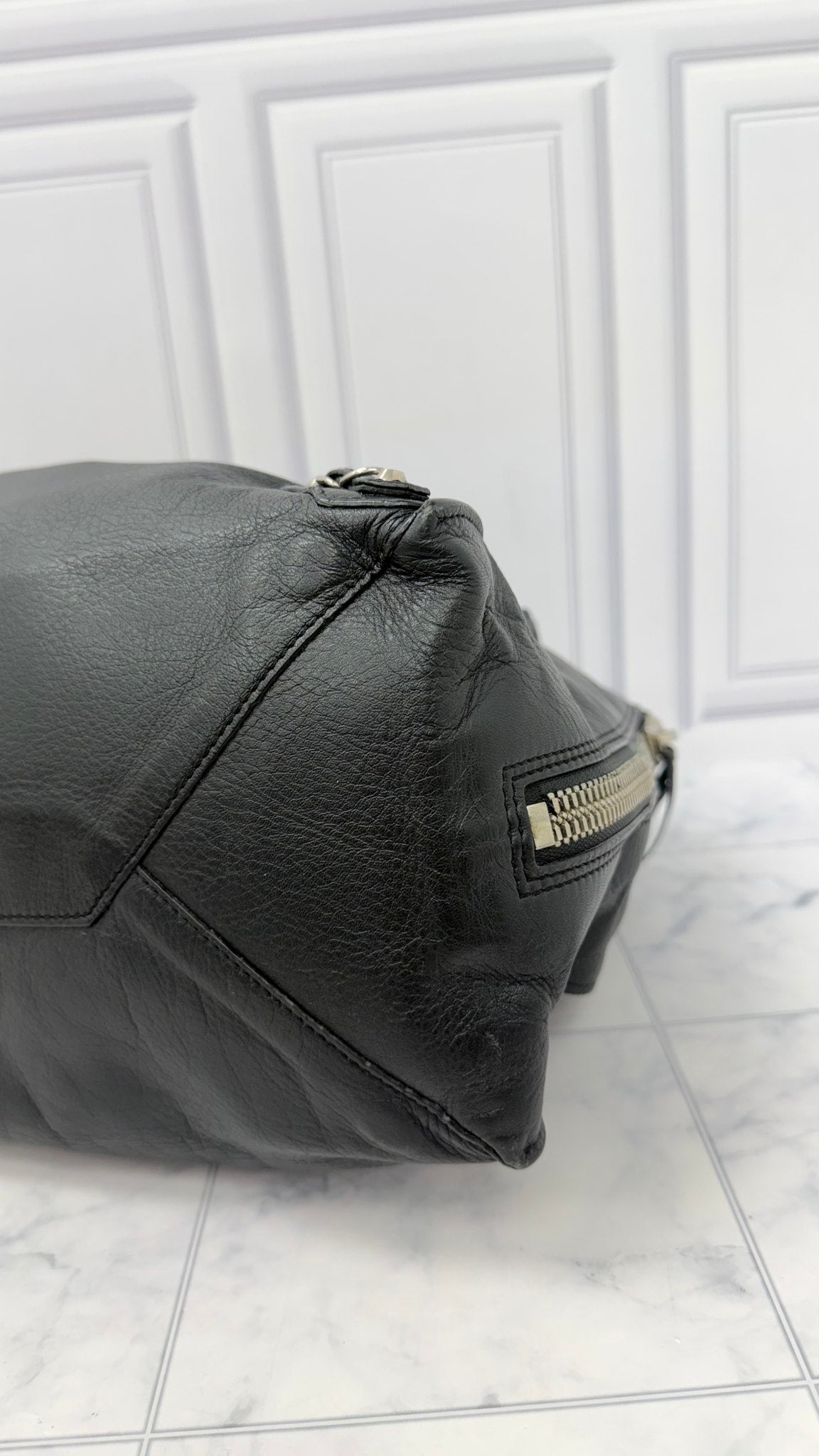 Balenciaga Black Leather Papier Tote Bag