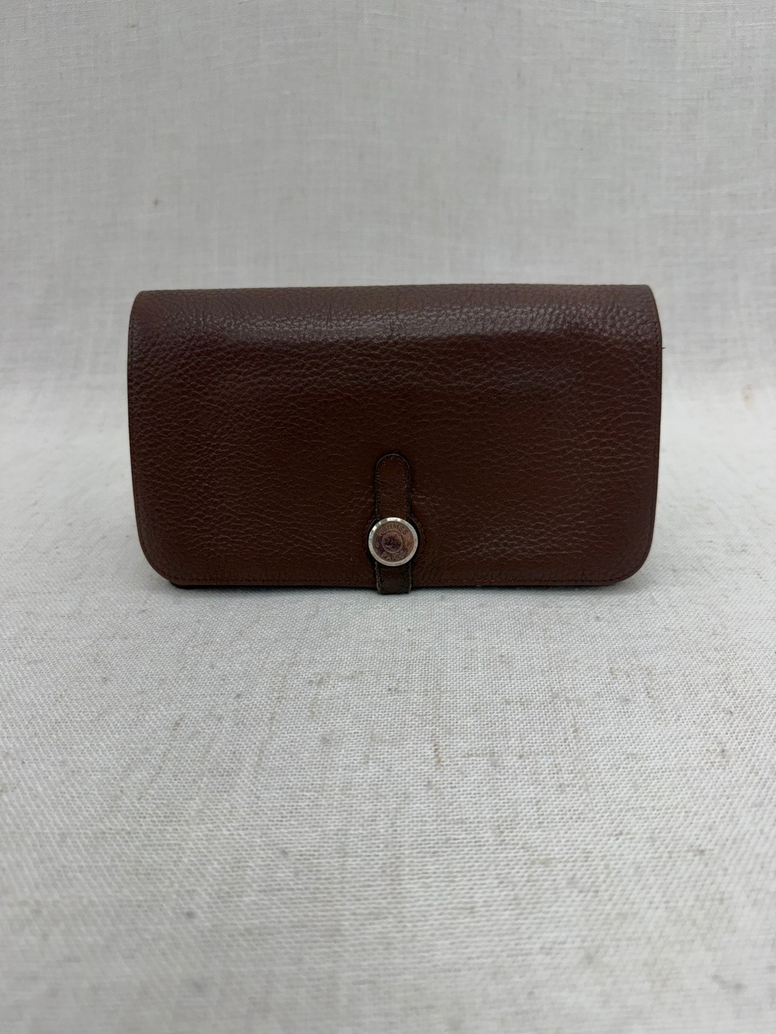 Hermes Brown Clemence Leather Dogon Duo Wallet