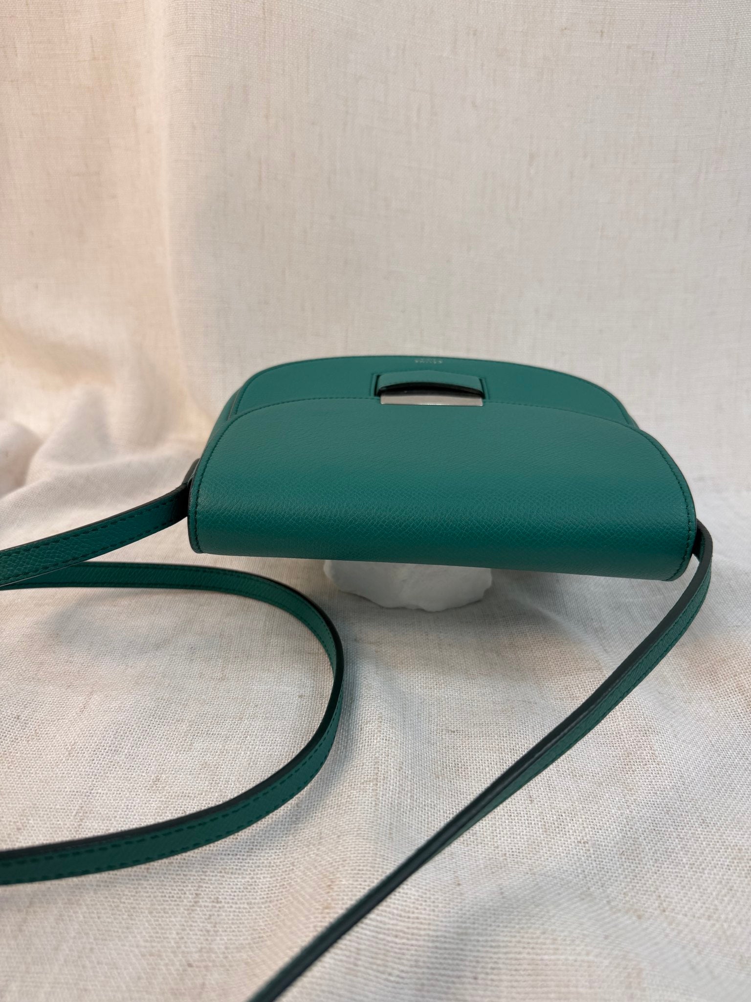 Celine Teal Leather Trotteur Crossbody Bag