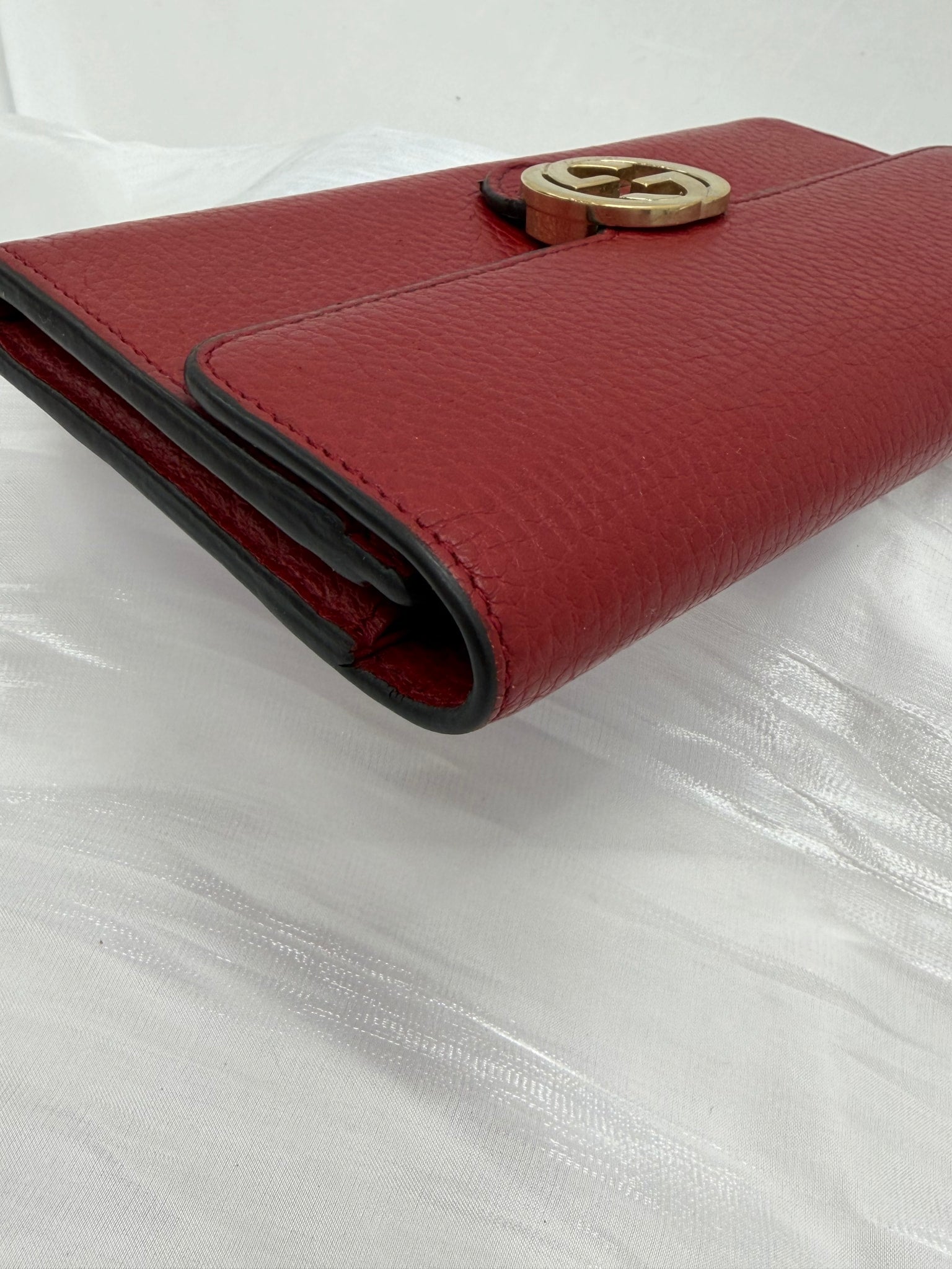 Gucci Red Leather Interlocking G Long Wallet