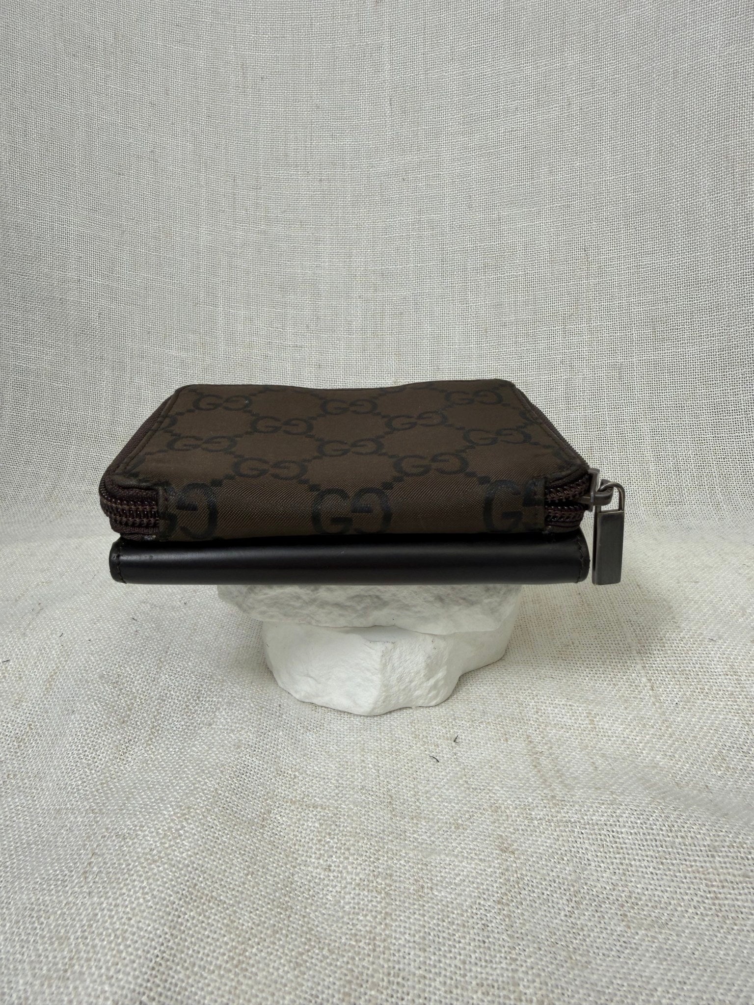 Gucci Brown Nylon Compact Zippy Wallet