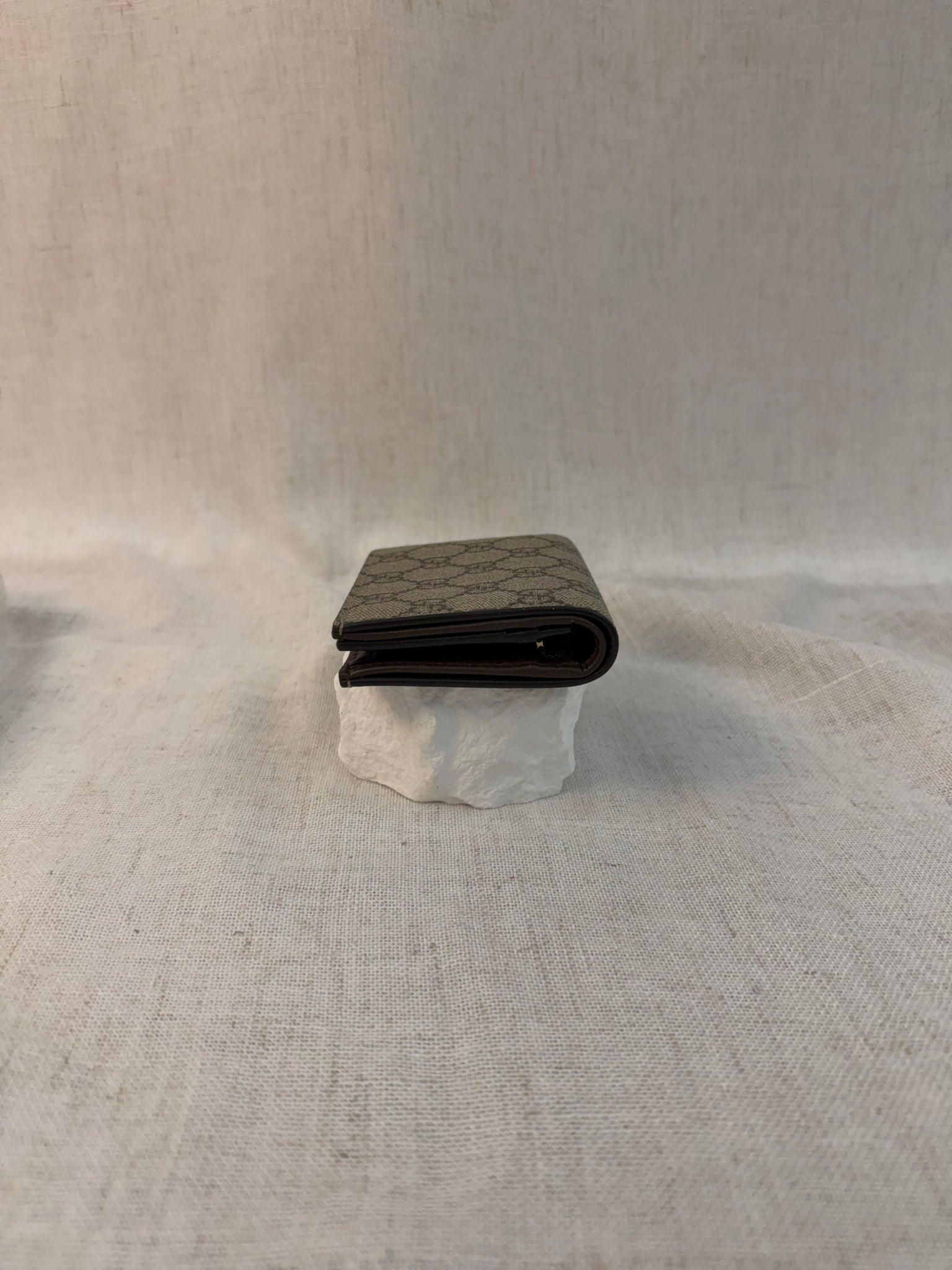 Gucci Brown Coated Canvas GG Supreme Compact Wallet