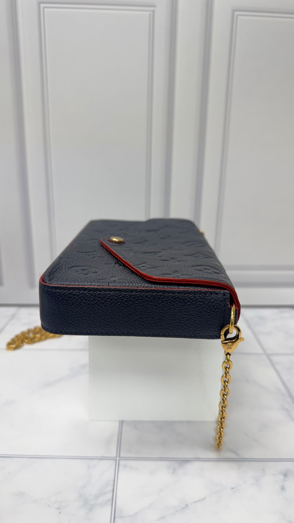 Louis Vuitton Navy Blue Monogram Empreinte Leather Pochette Felicie Crossbody