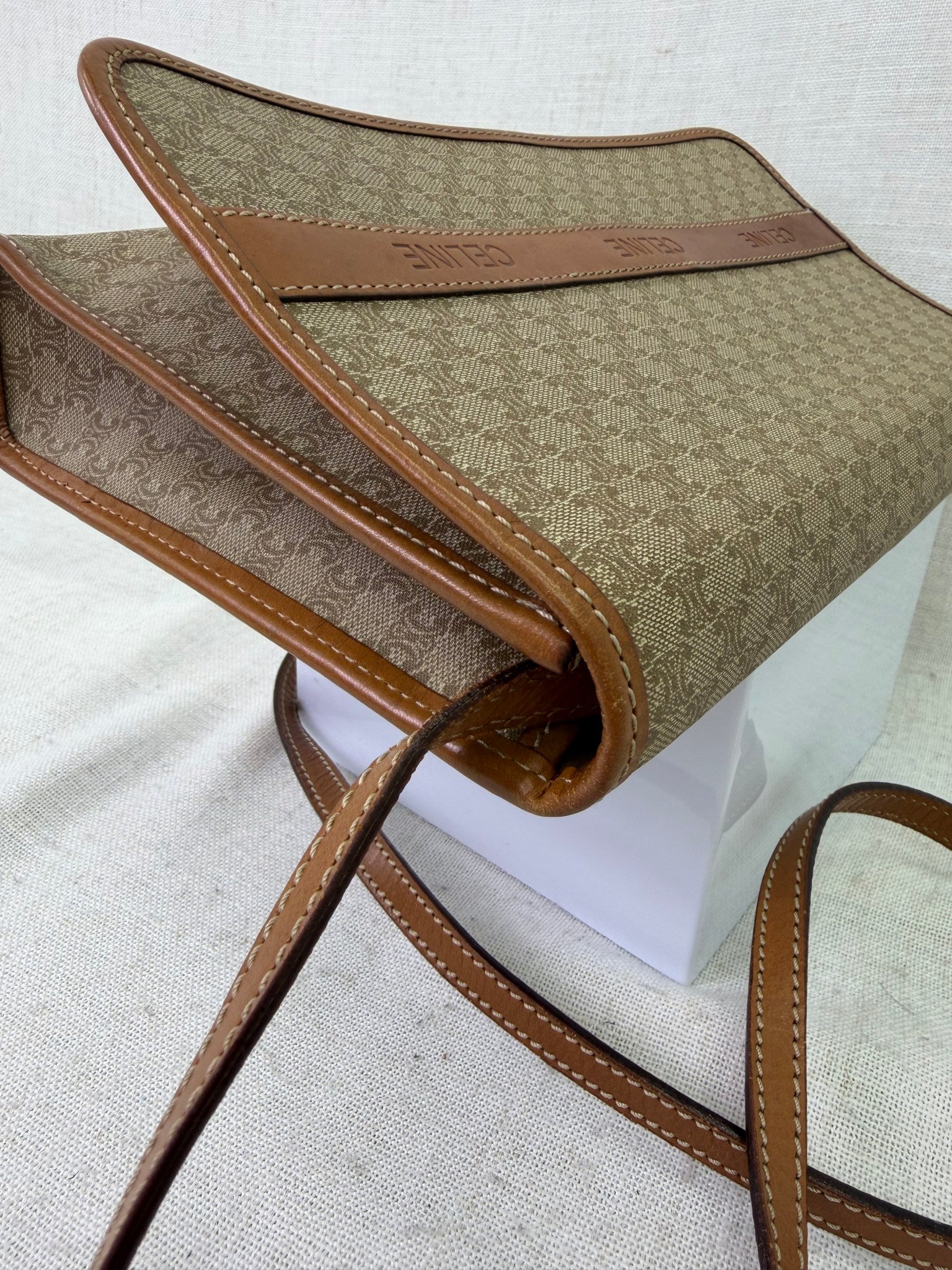 Celine Vintage Macadam Coated Canvas Crossbody Bag