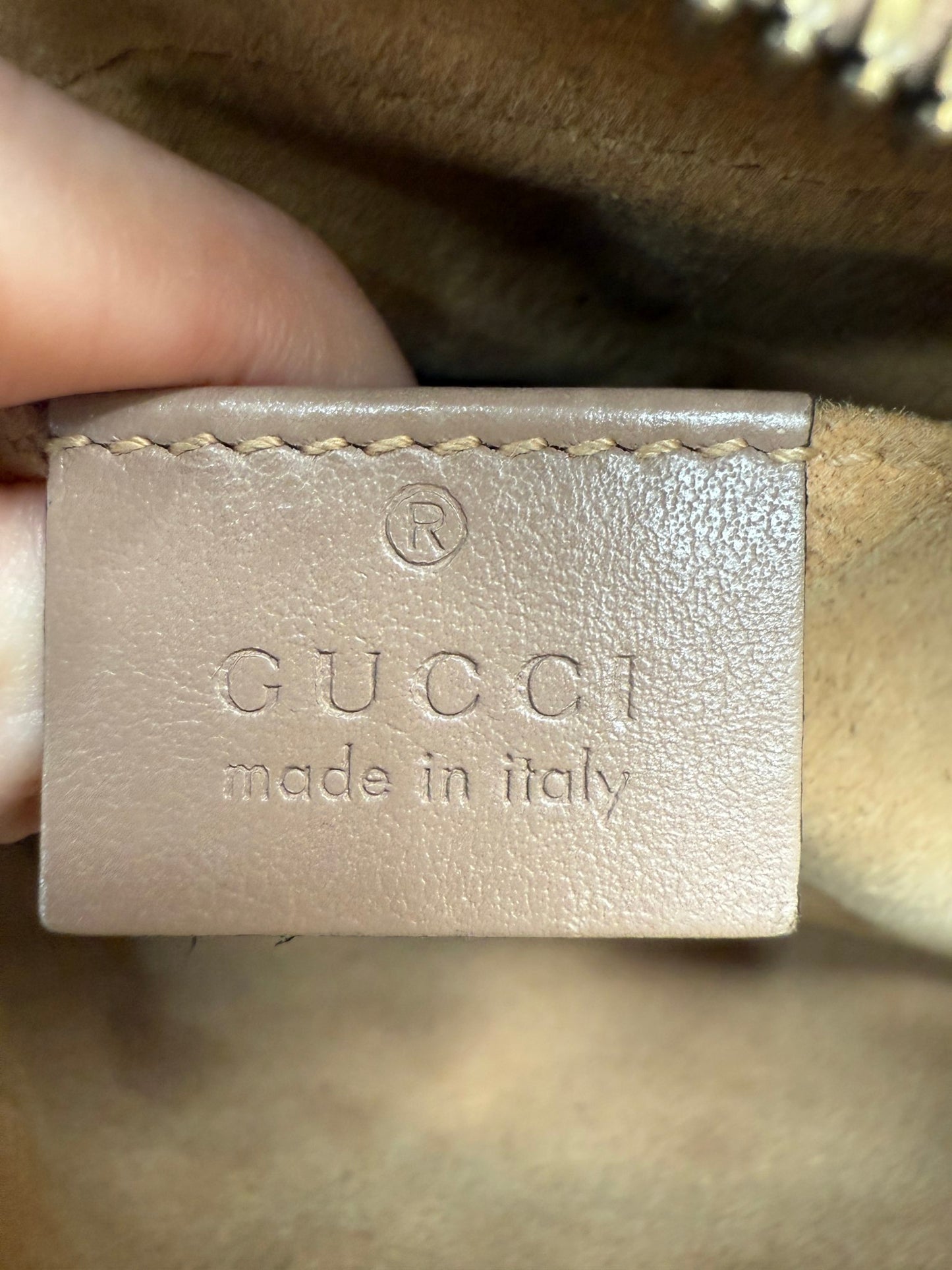 Gucci Porcelain Rose Calfskin Small Marmont Chain Shoulder Bag