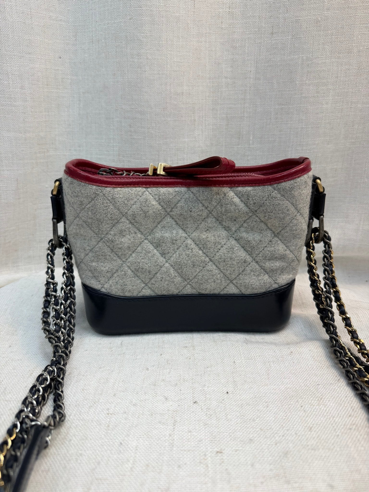 Chanel Grey Wool Gabrielle Small Hobo Bag
