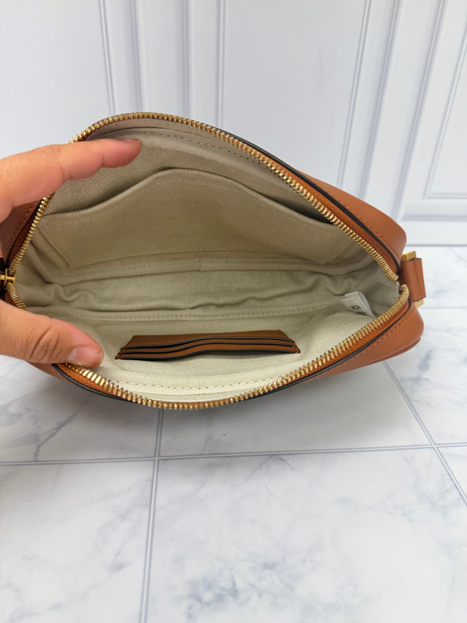 LIKE NEW - MCM Brown Coated Canvas Crossbody Bag
