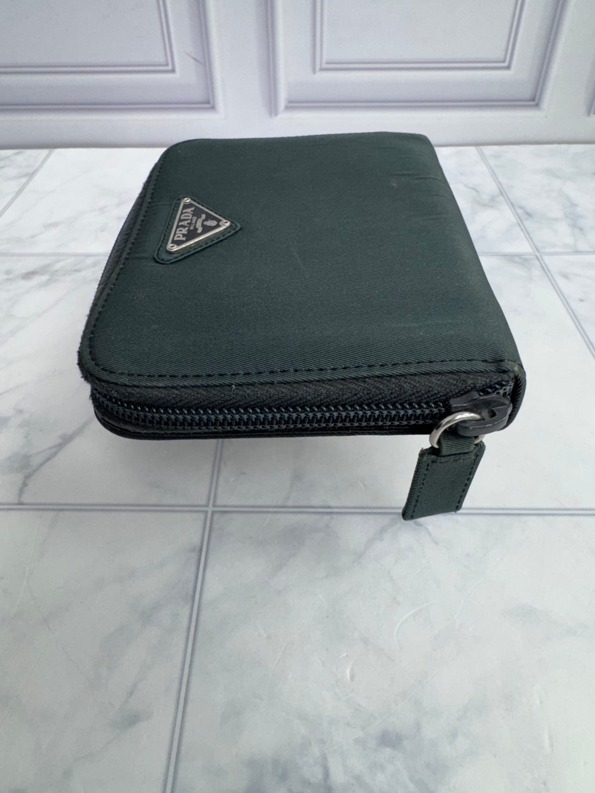 Prada Dark Green Nylon Compact Zippy Wallet