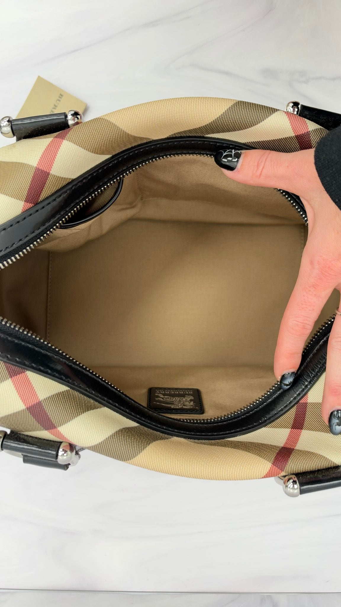 Burberry Beige Nova Check Supernova Boston Bag