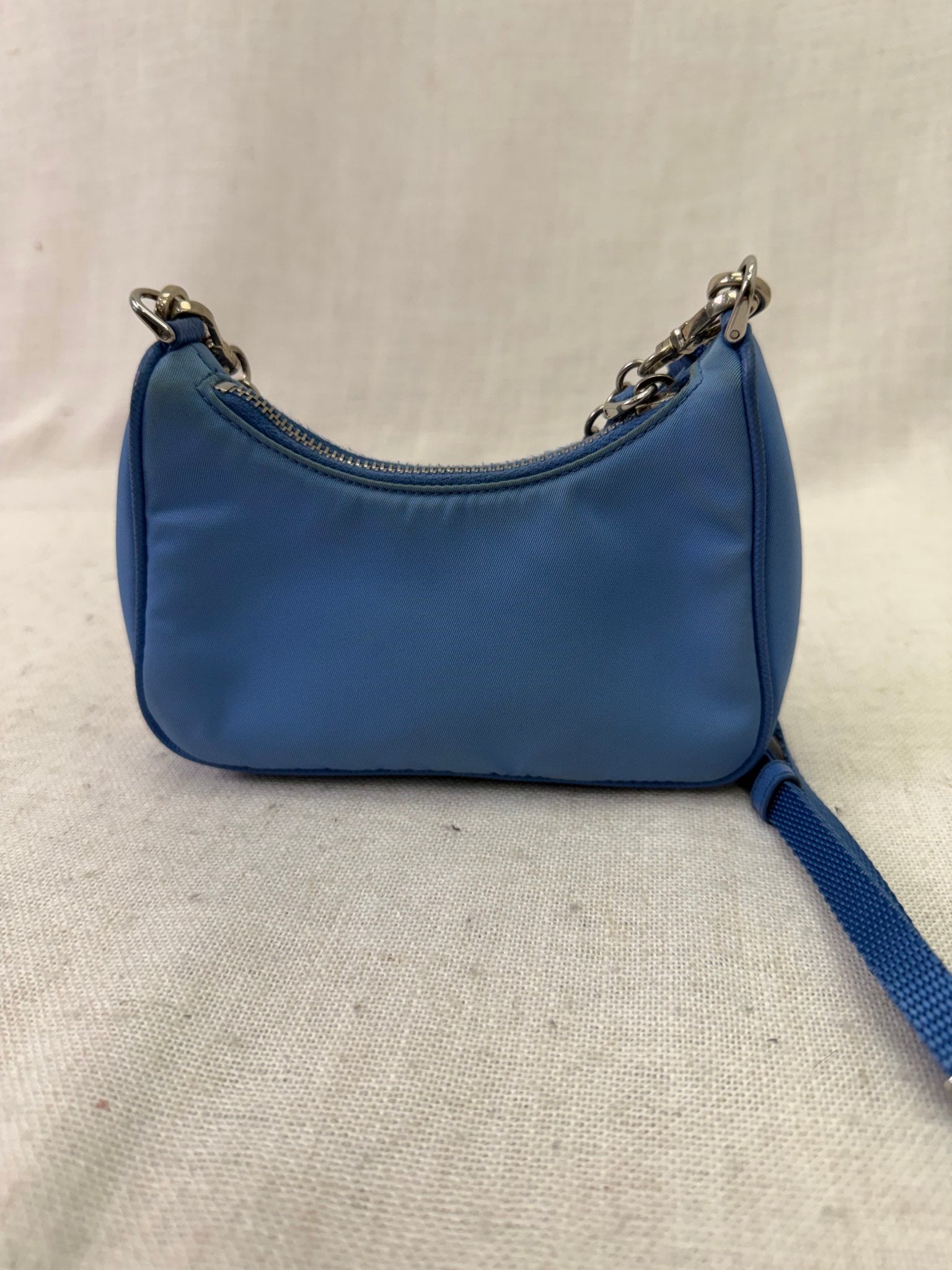 Prada Sky Blue Nylon Mini Reedition Crossbody Chain Bag