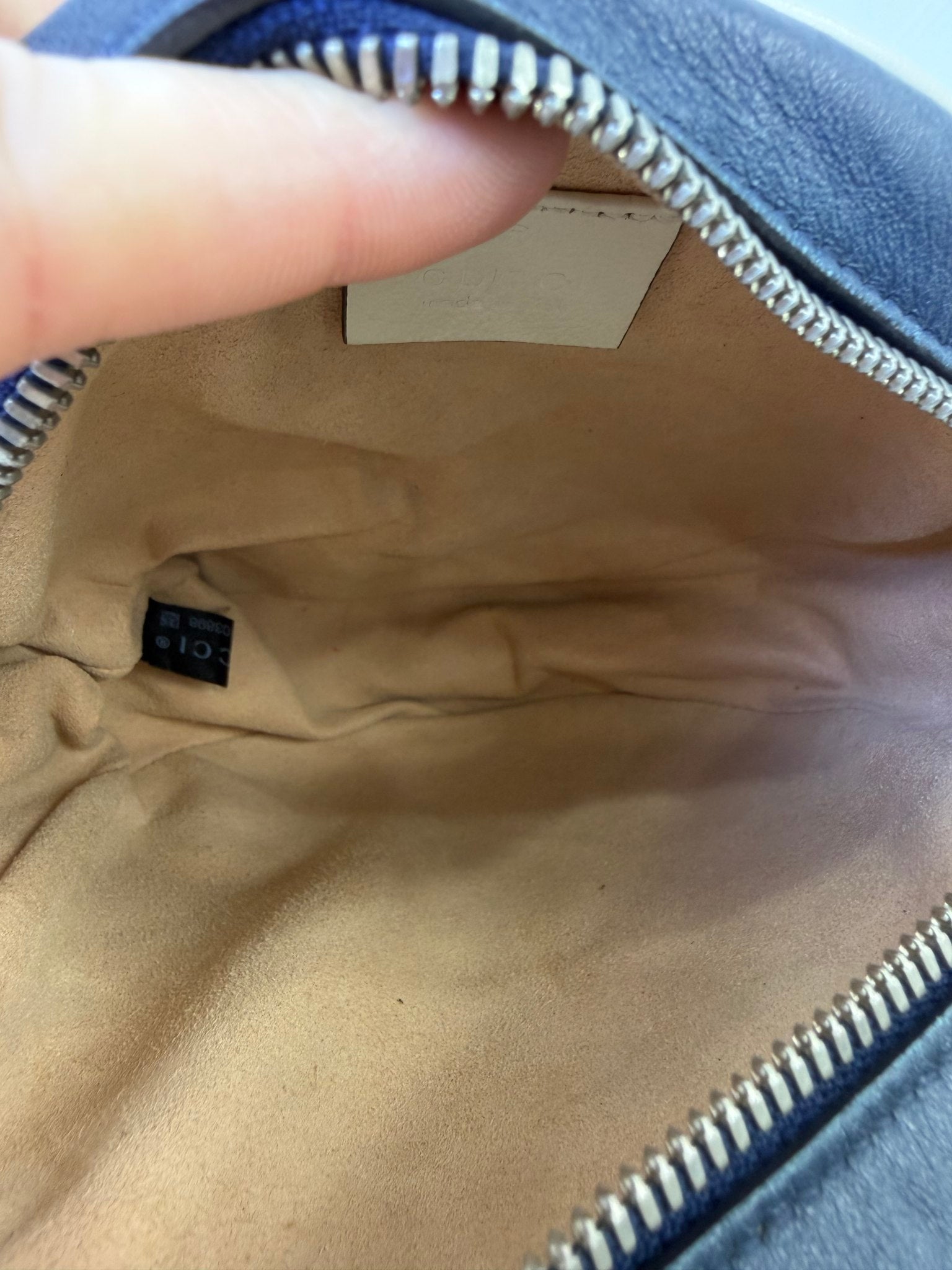 Gucci Navy Leather Marmont Mini Round Crossbody Bag