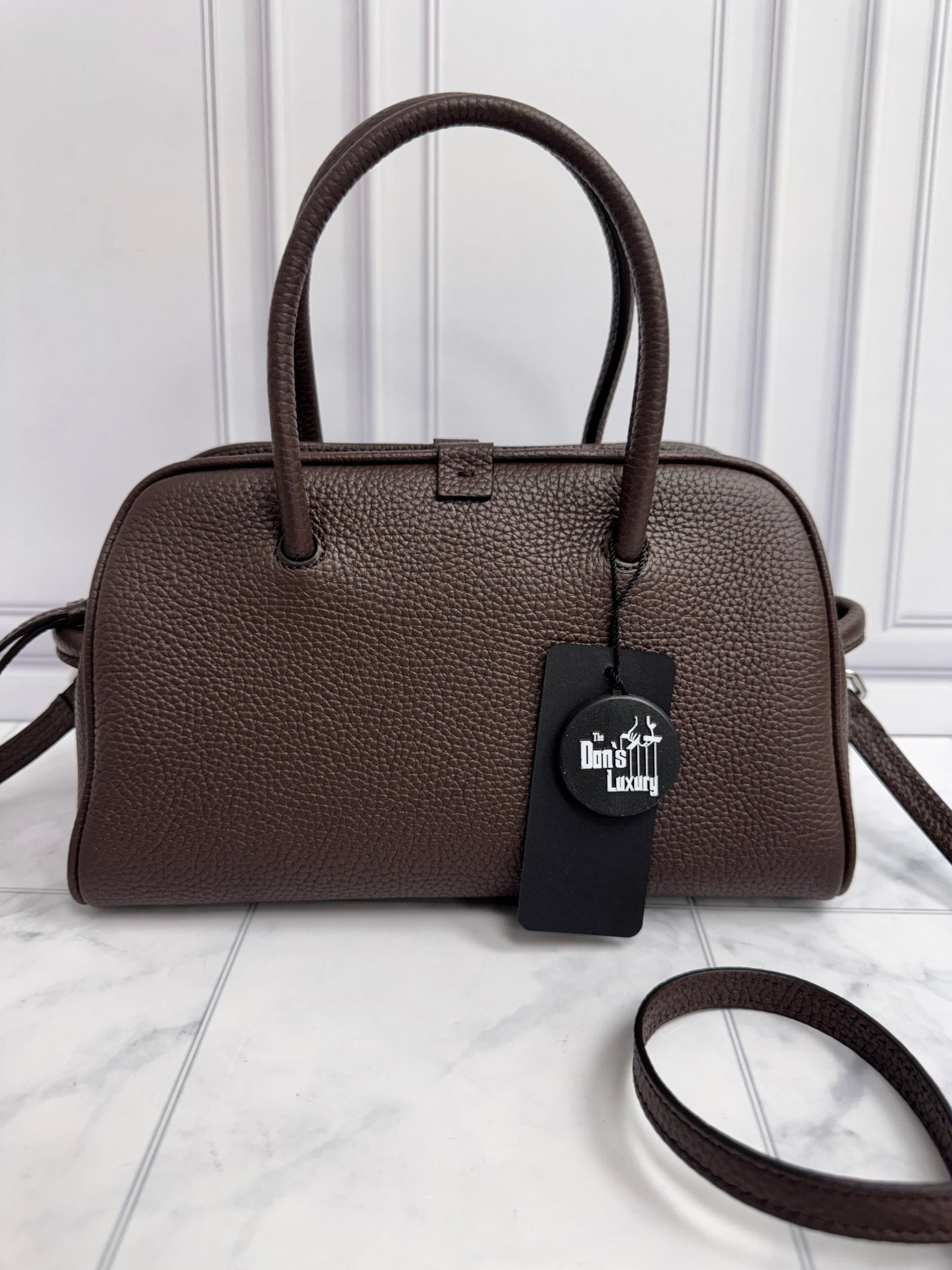 BRAND NEW - Jacquemus Brown Grained Leather Le Petit Turismo 2Way Bag