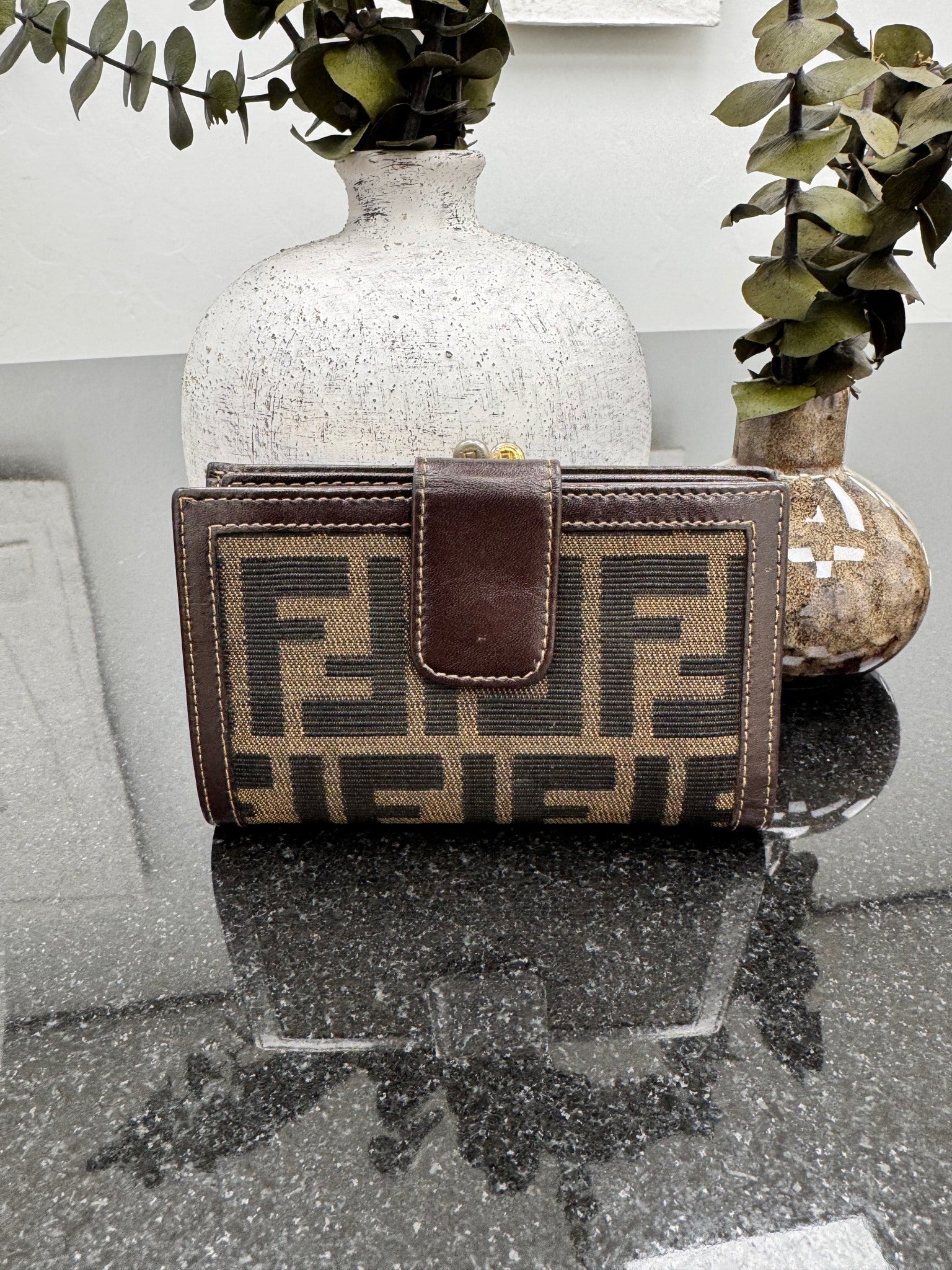 Fendi Brown Zucca Canvas French Wallet