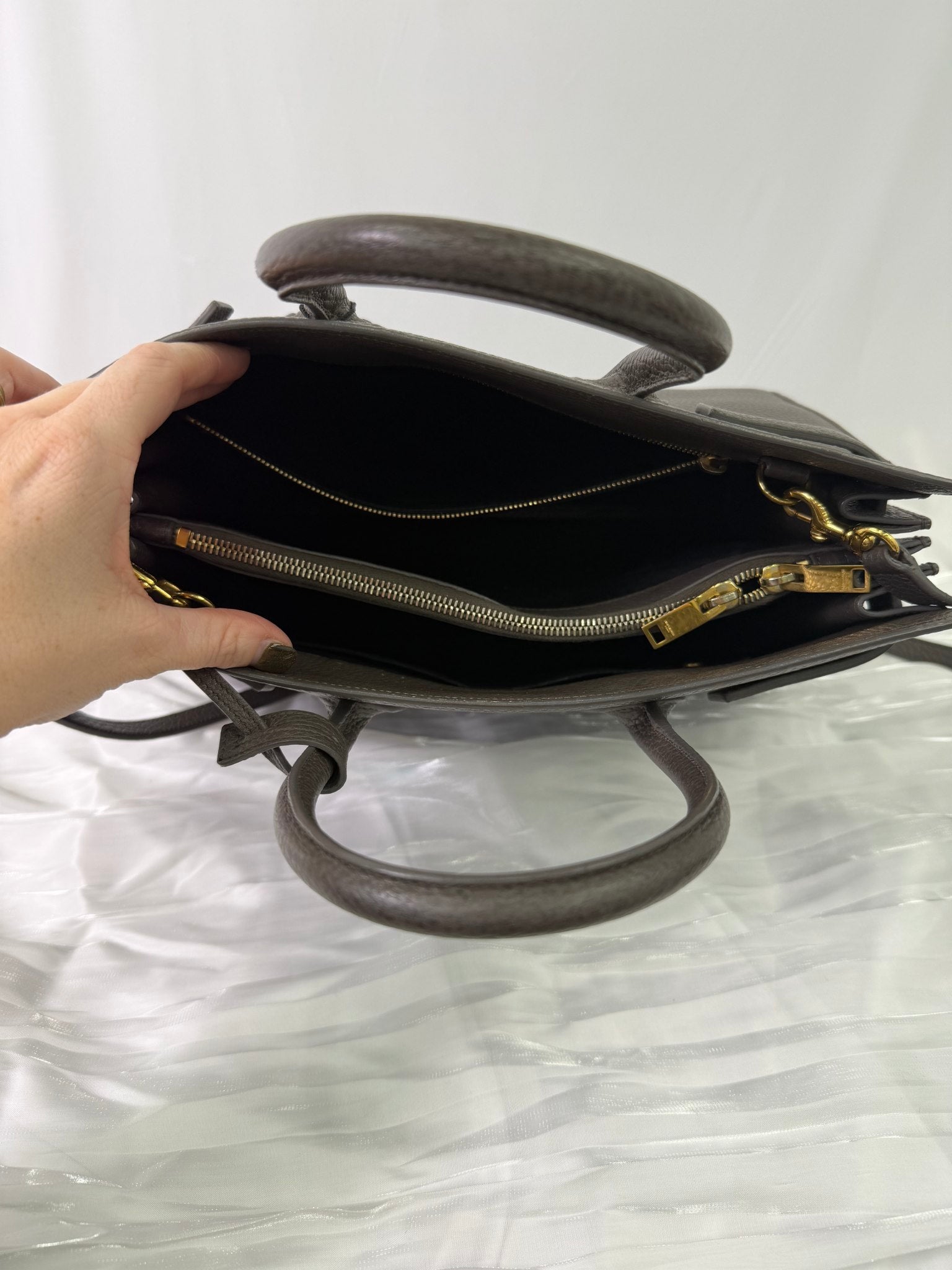 Saint Laurent Gray Leather Sac De Jour Bag