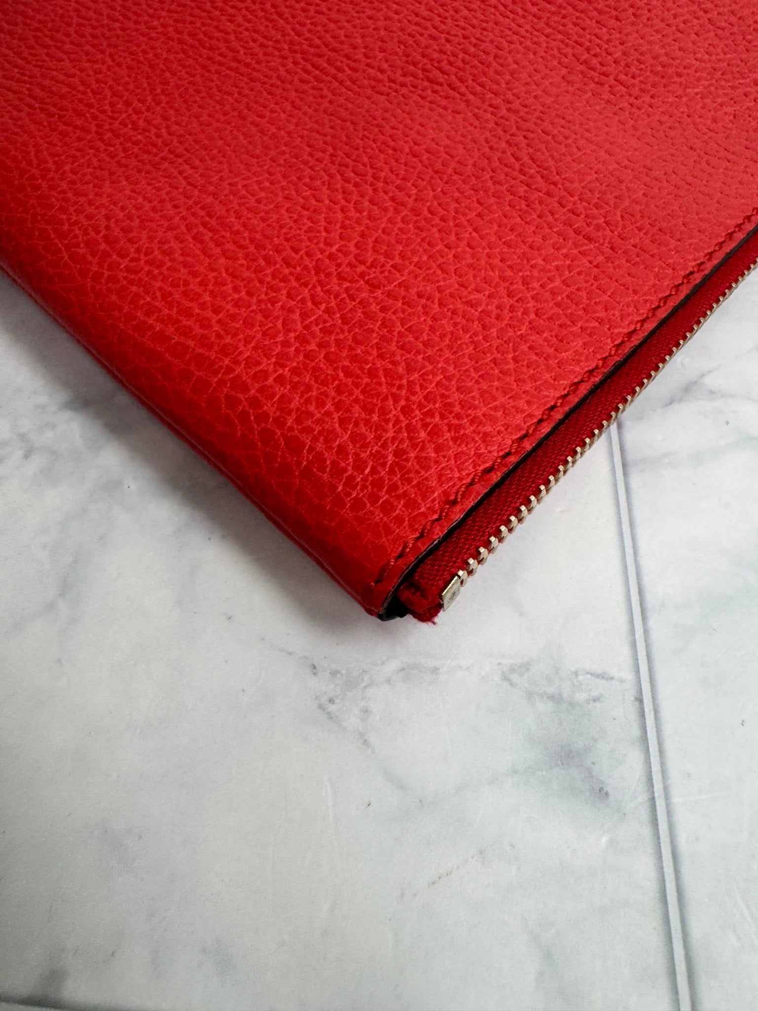 Gucci Red Pebbled Leather Clutch