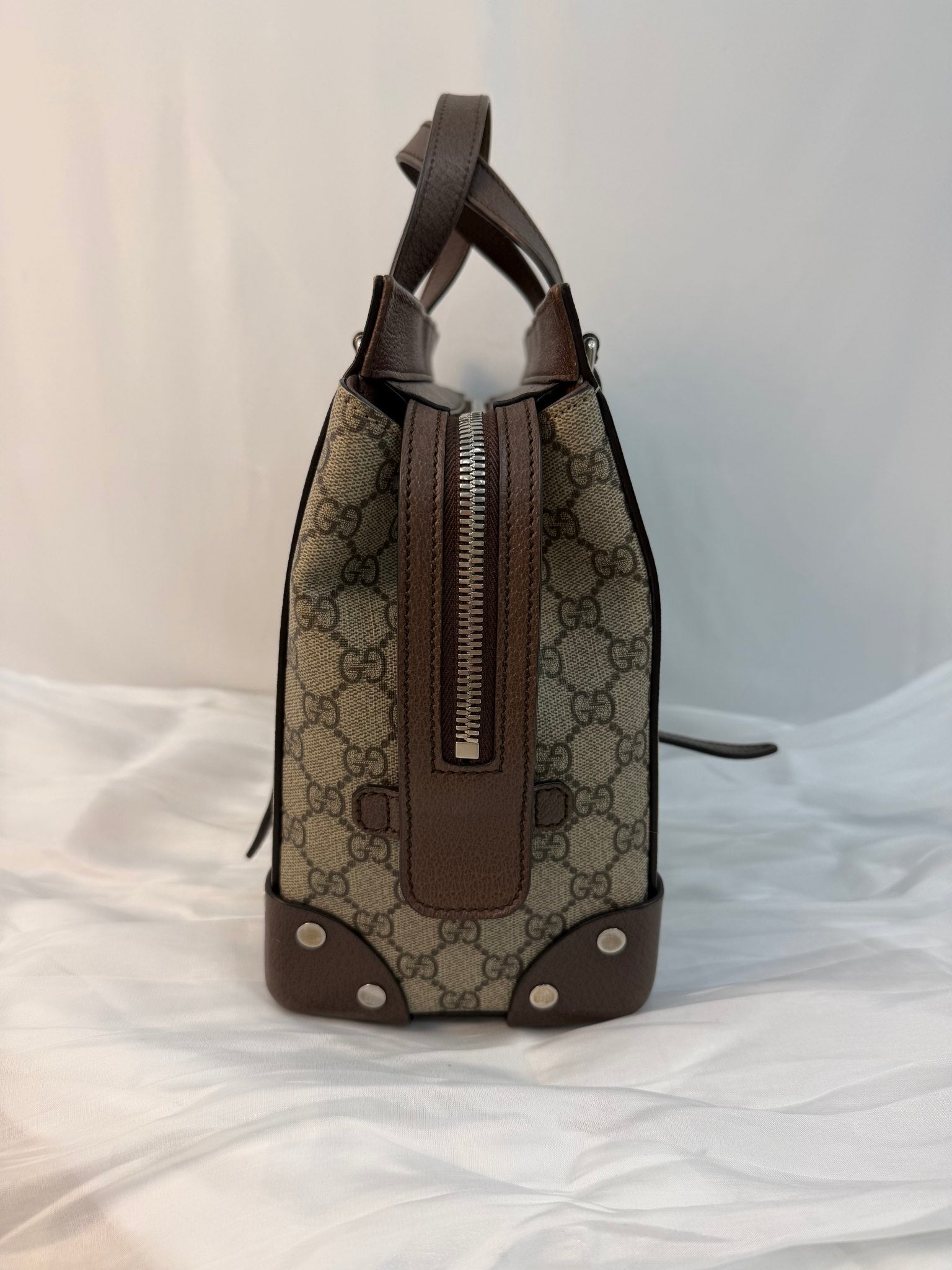 Gucci Brown GG Coated Canvas Bucket Travel Tote
