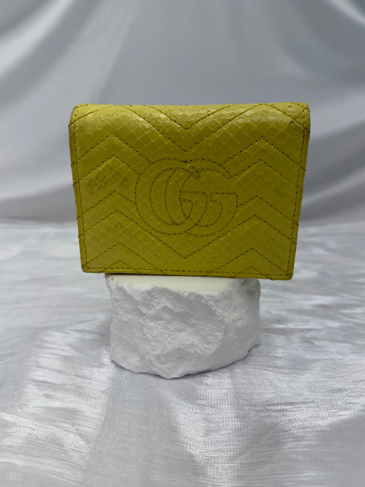 Gucci Yellow Python Marmont Compact Wallet