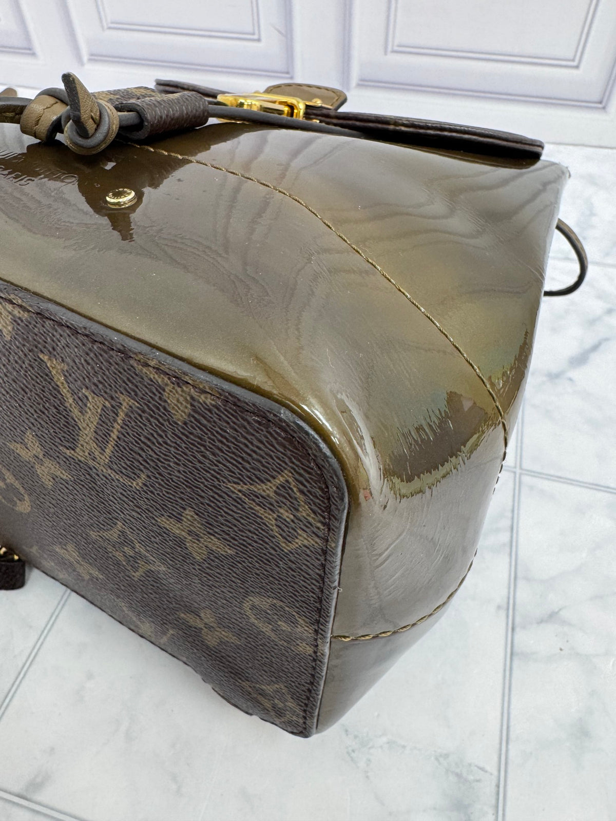 Louis Vuitton Olive Green Monogram Vernis Hot Springs Backpack