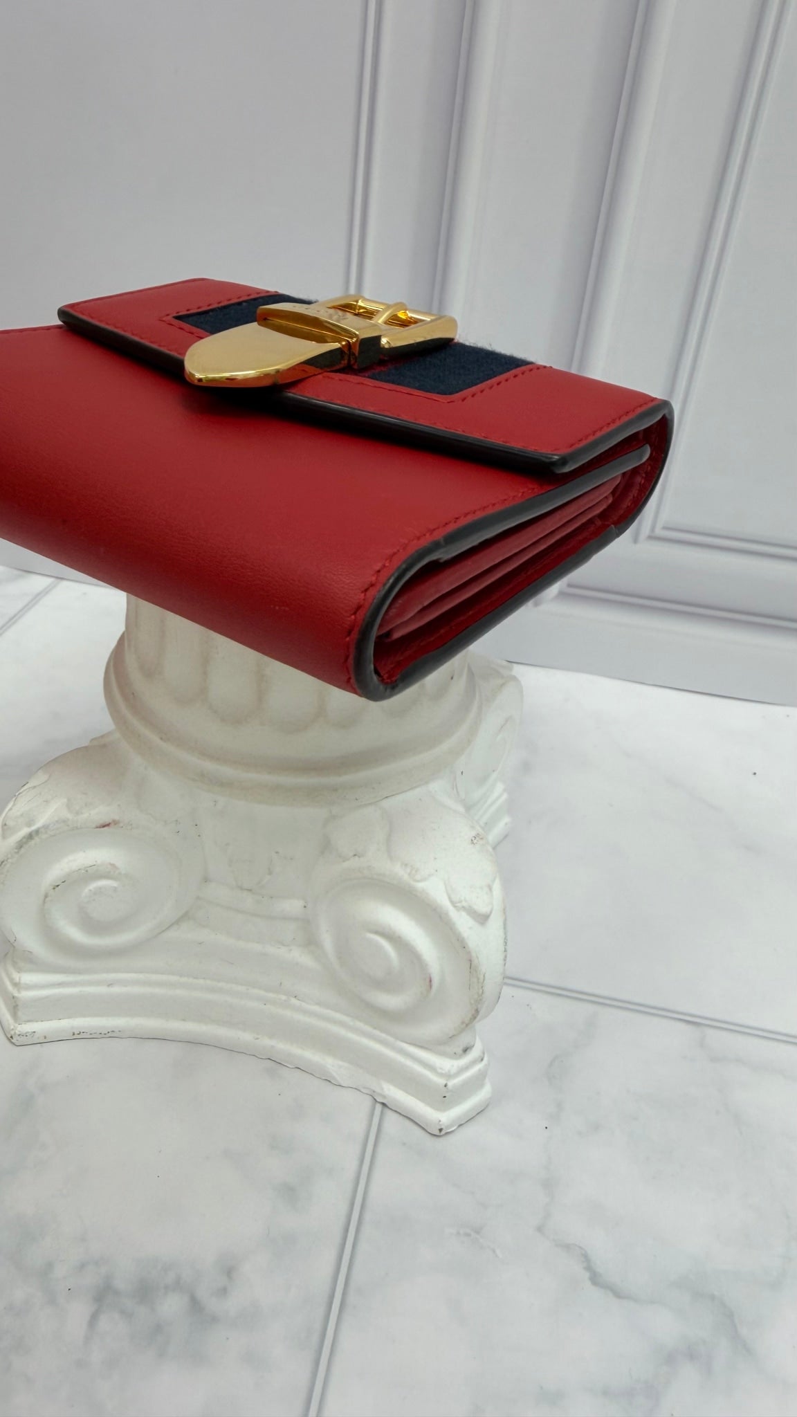 Gucci Red Leather Sylvie Compact Wallet