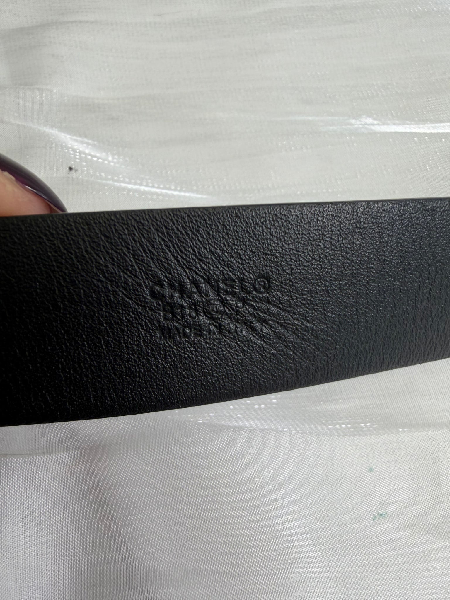 Chanel Black Leather Crystal CC Logo Belt 70/28