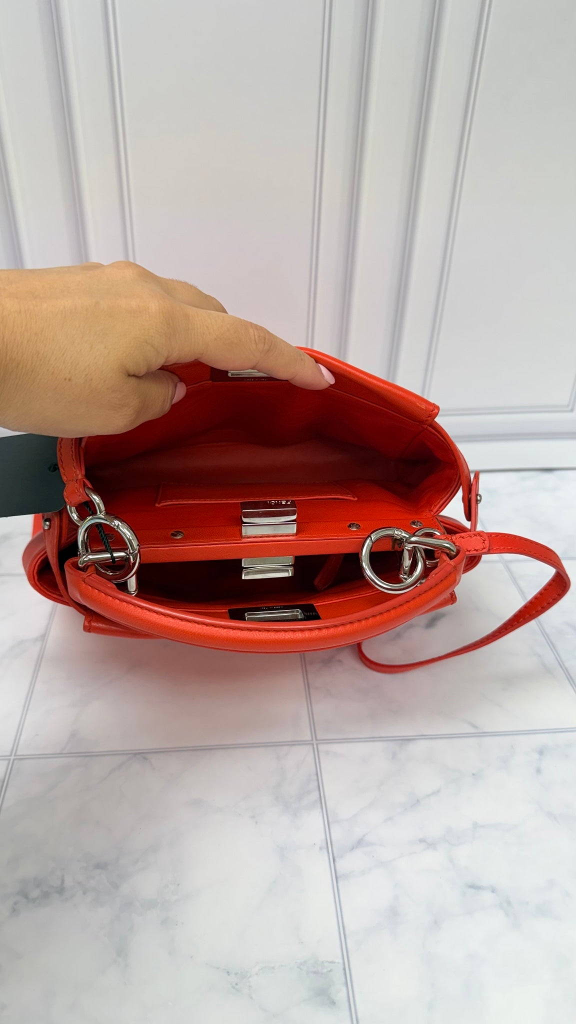 Fendi Orange Leather Peekaboo Mini handbag