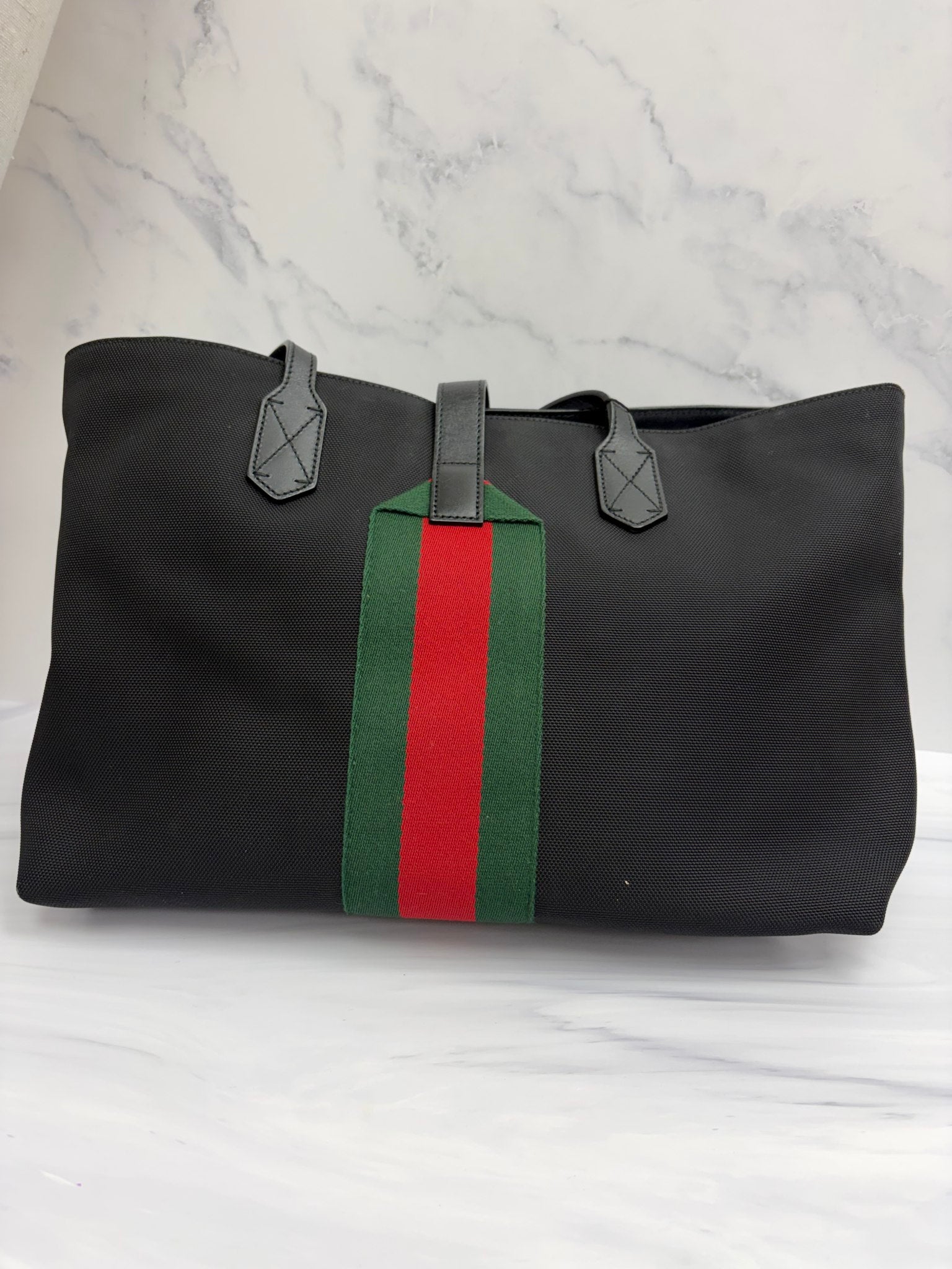 Gucci Black Techno Canvas Web Tote Bag