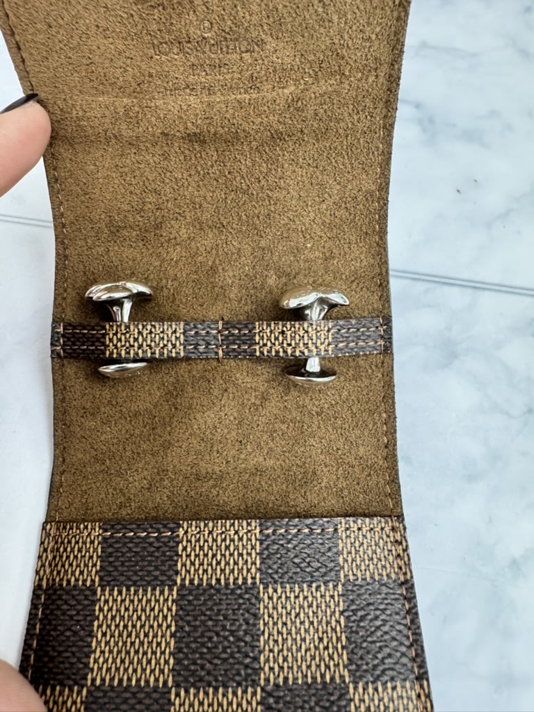 LIKE NEW - Louis Vuitton Silver Bouquet De Clous Cufflinks In Damier Ebene Case