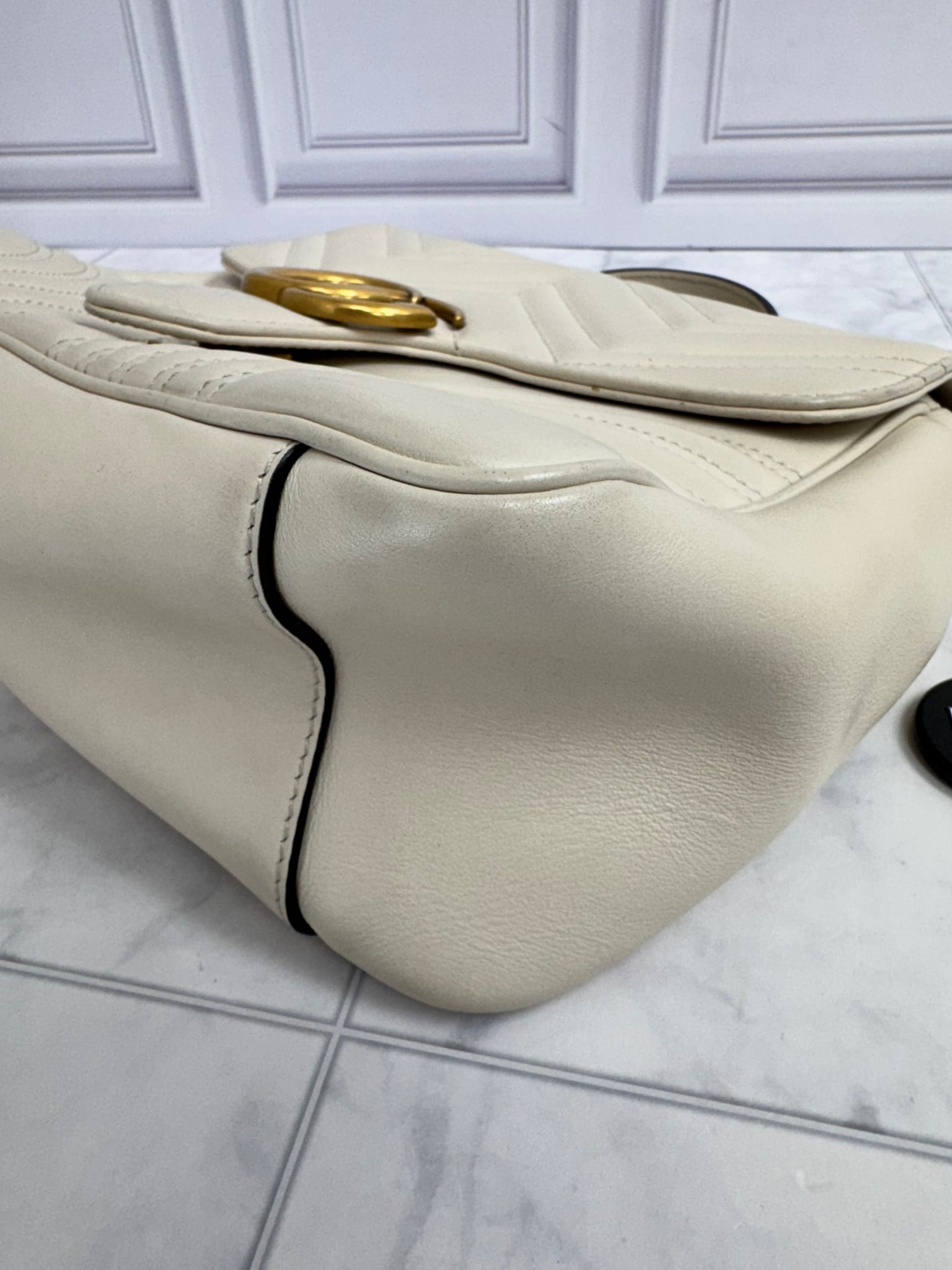 Gucci Cream Matelasse GG Marmont Small 2Way Bag