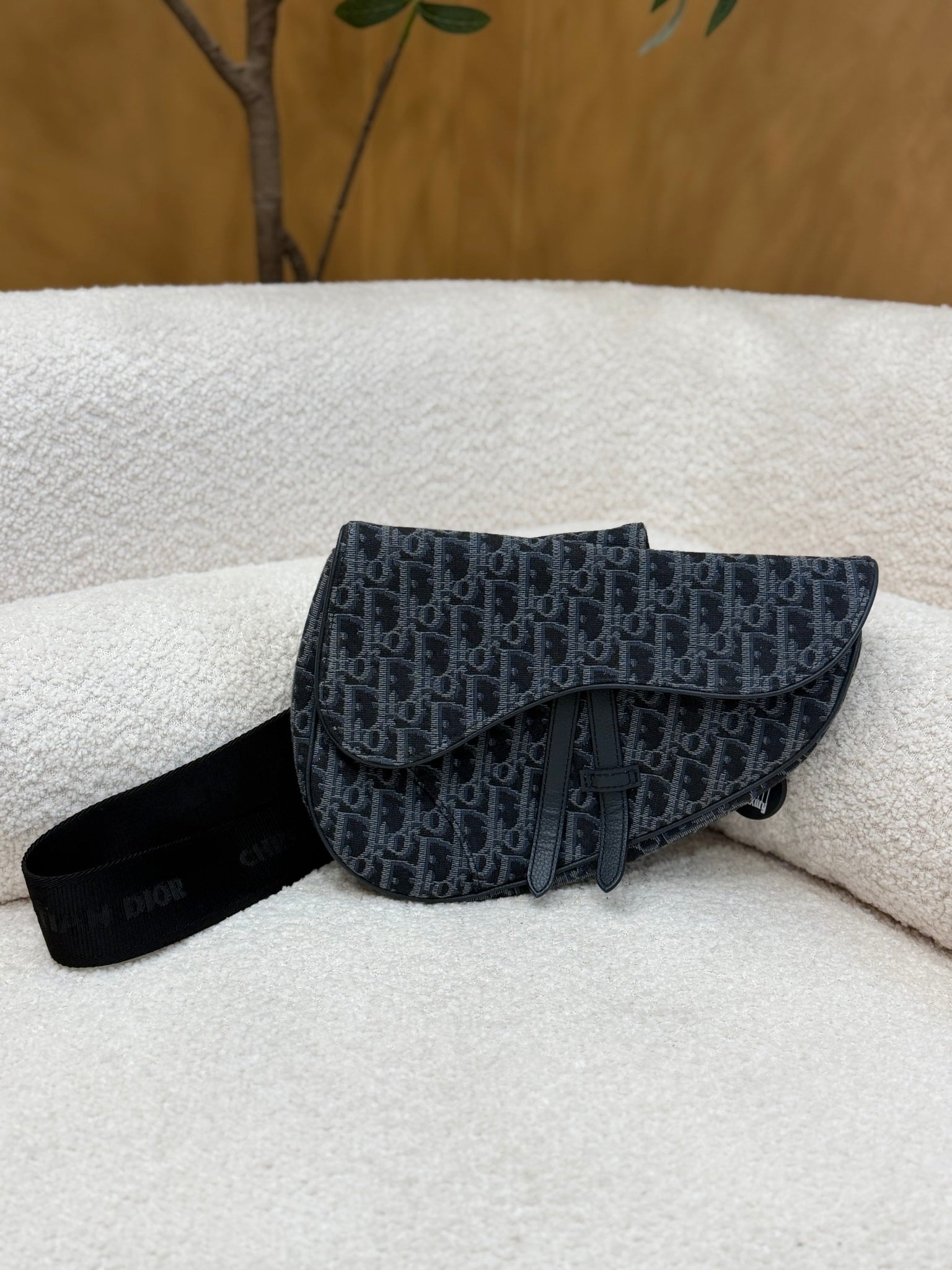 Christian Dior Navy Canvas Saddle Belt Bag