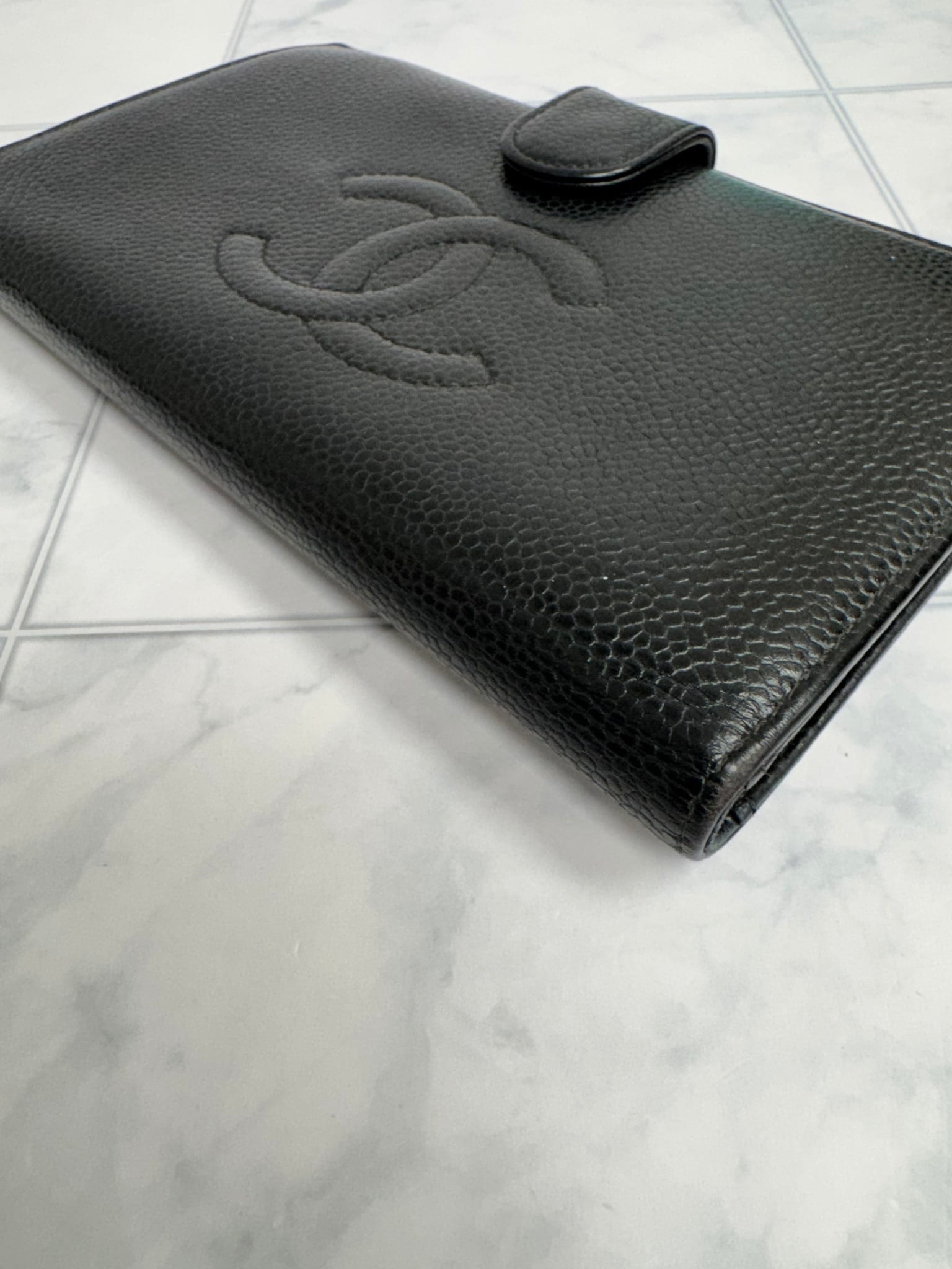 Chanel Black Caviar Leather Long Wallet