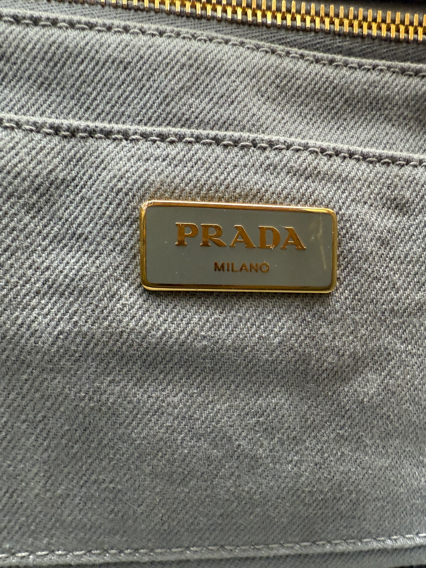 Prada Grey Canvas Medium Canapa Tote
