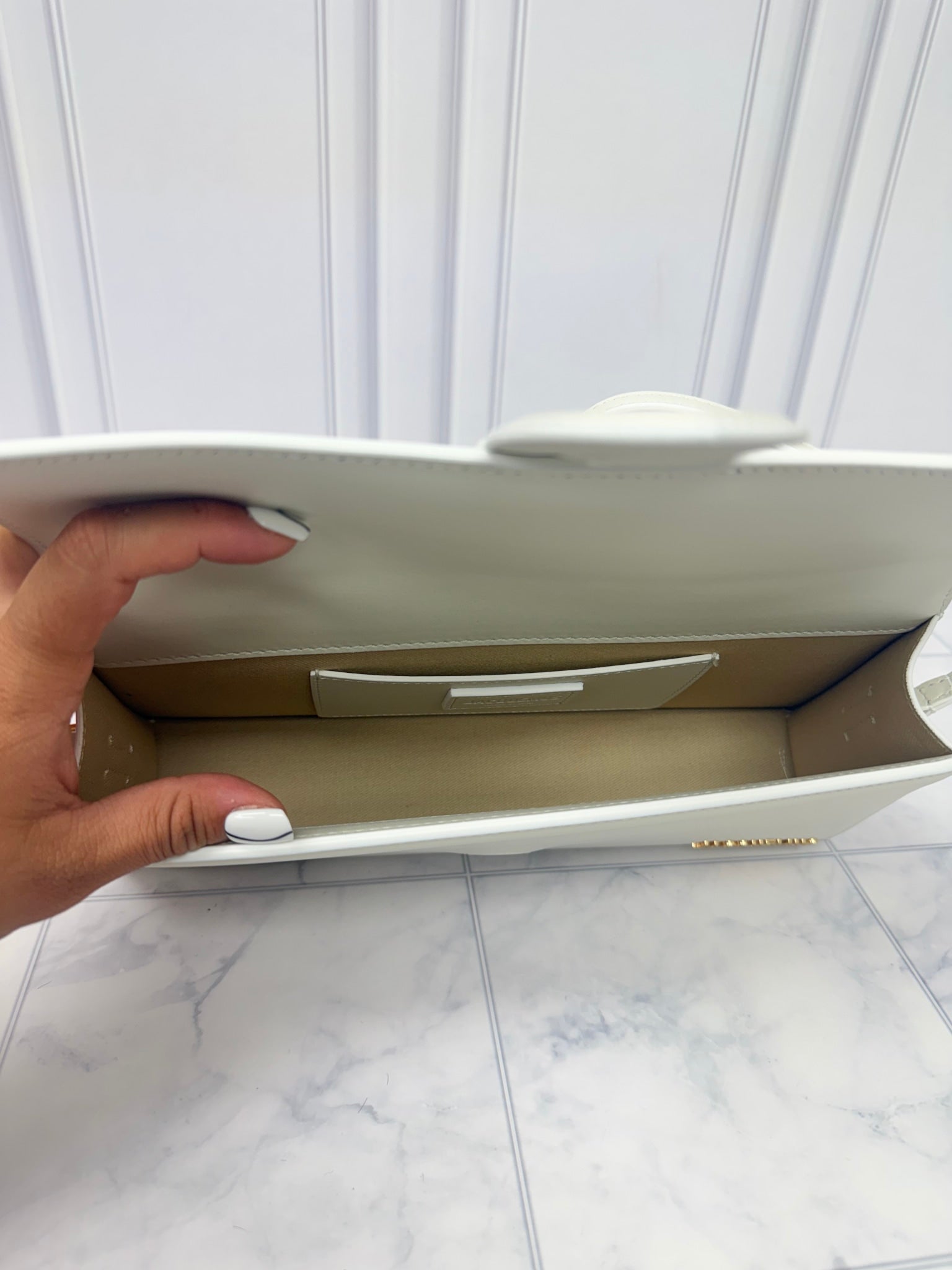 BRAND NEW - Jacquemus White Leather Le Bambino Long Shoulder Bag