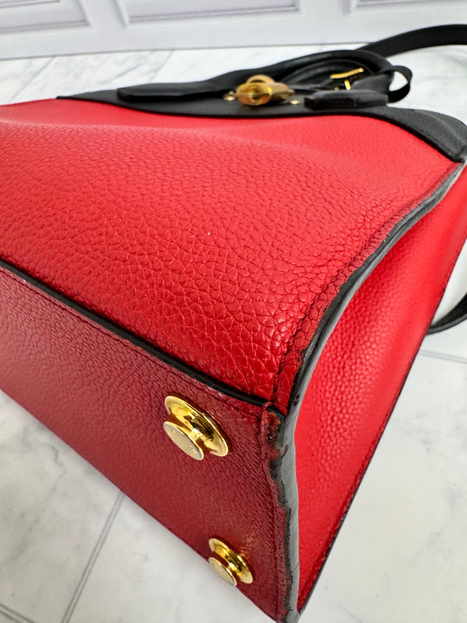 Louis Vuitton Red And Black Grained Leather City Steamer PM 2Way Bag