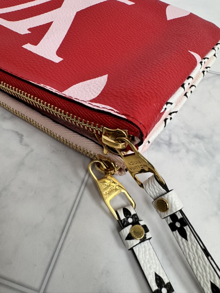 Louis Vuitton Red And Pink Monogram Giant Pochette Accessoires