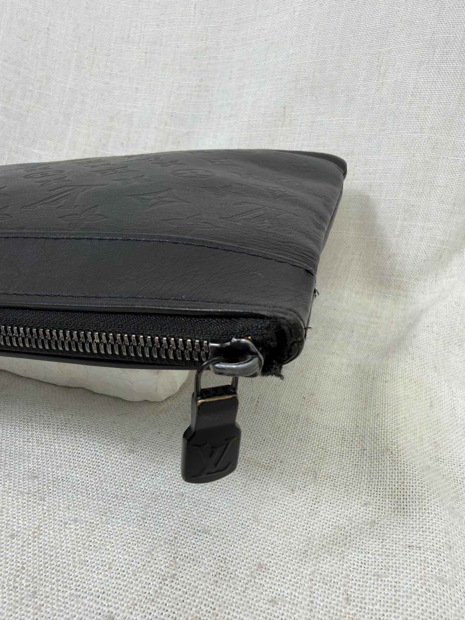 Louis Vuitton Black Shadow Monogram Pochette Voyage Souple Pouch