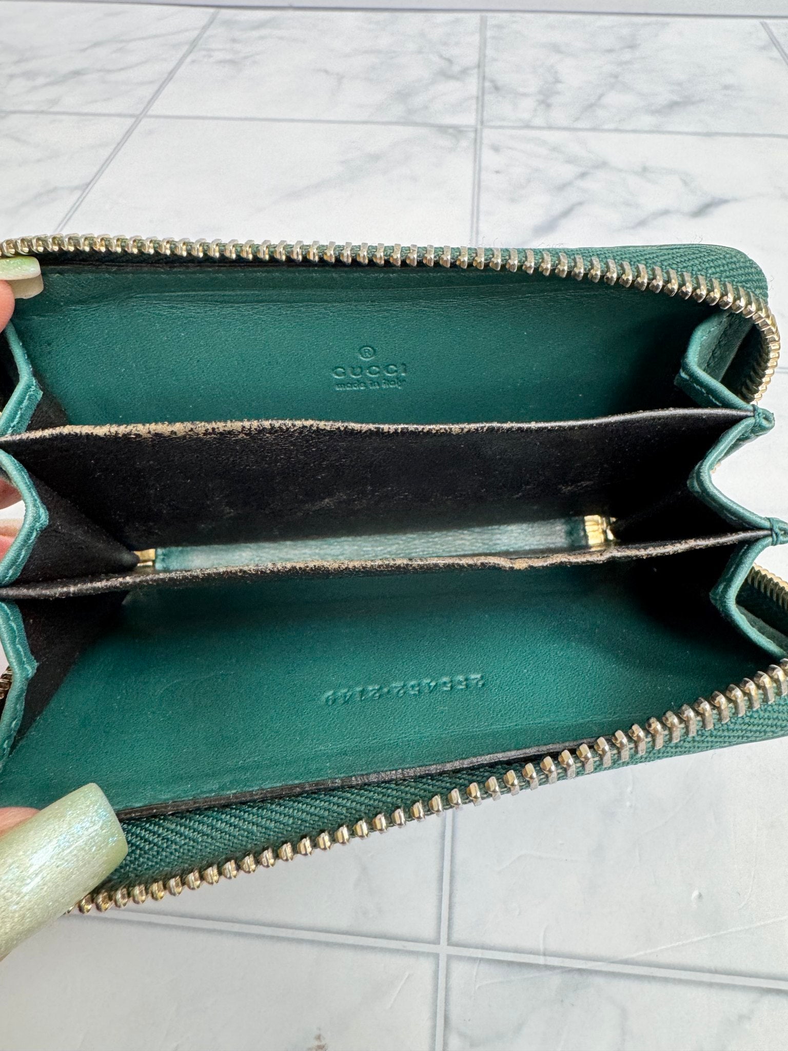 Gucci Green Microguccissima Compact Zippy Wallet