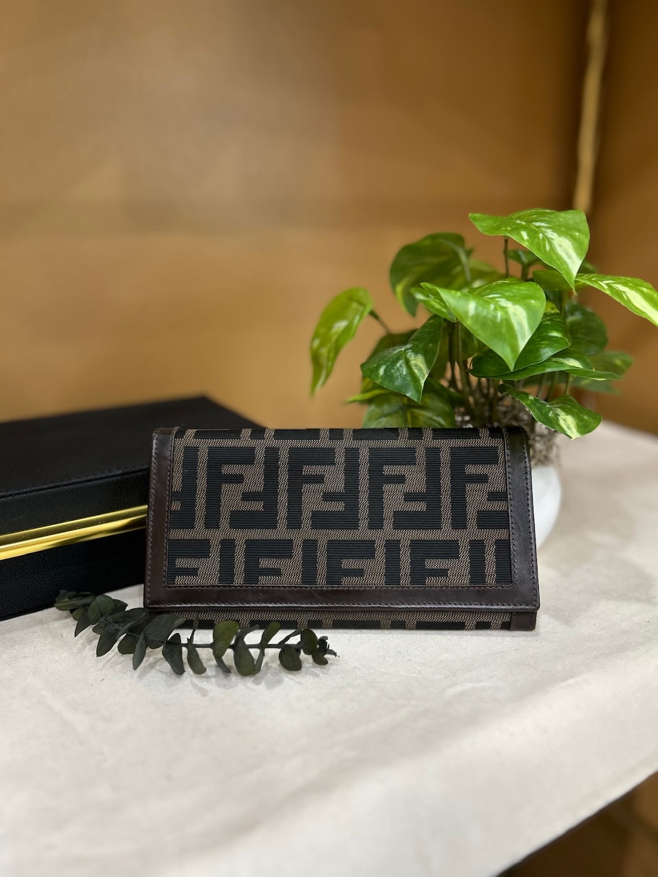 Fendi Zucca Brown Canvas Long Wallet