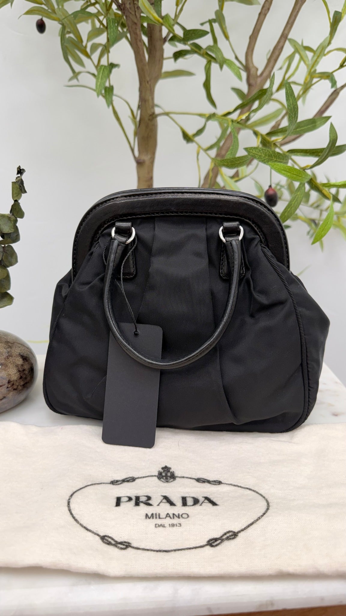 Prada Heart Nylon Bijou Black Mini Hand Bag