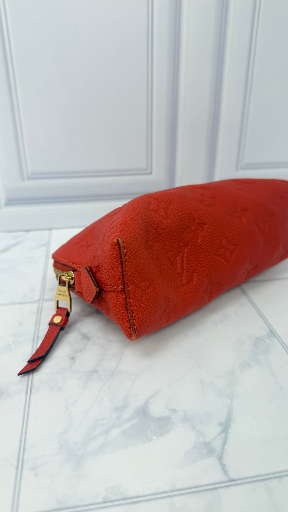 Louis Vuitton Red Empreinte Leather Cosmetic Pouch