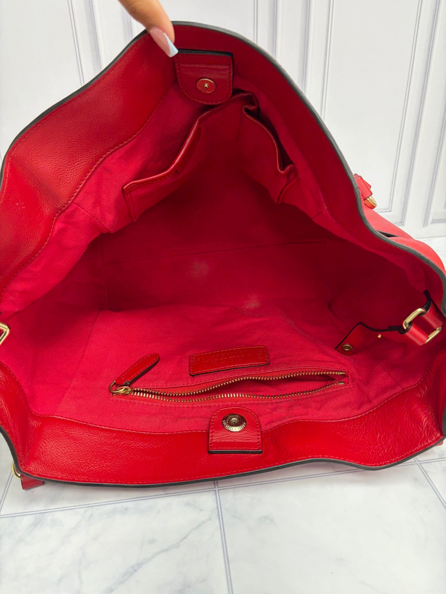 Burberry Red Leather Canterbury Tote Bag