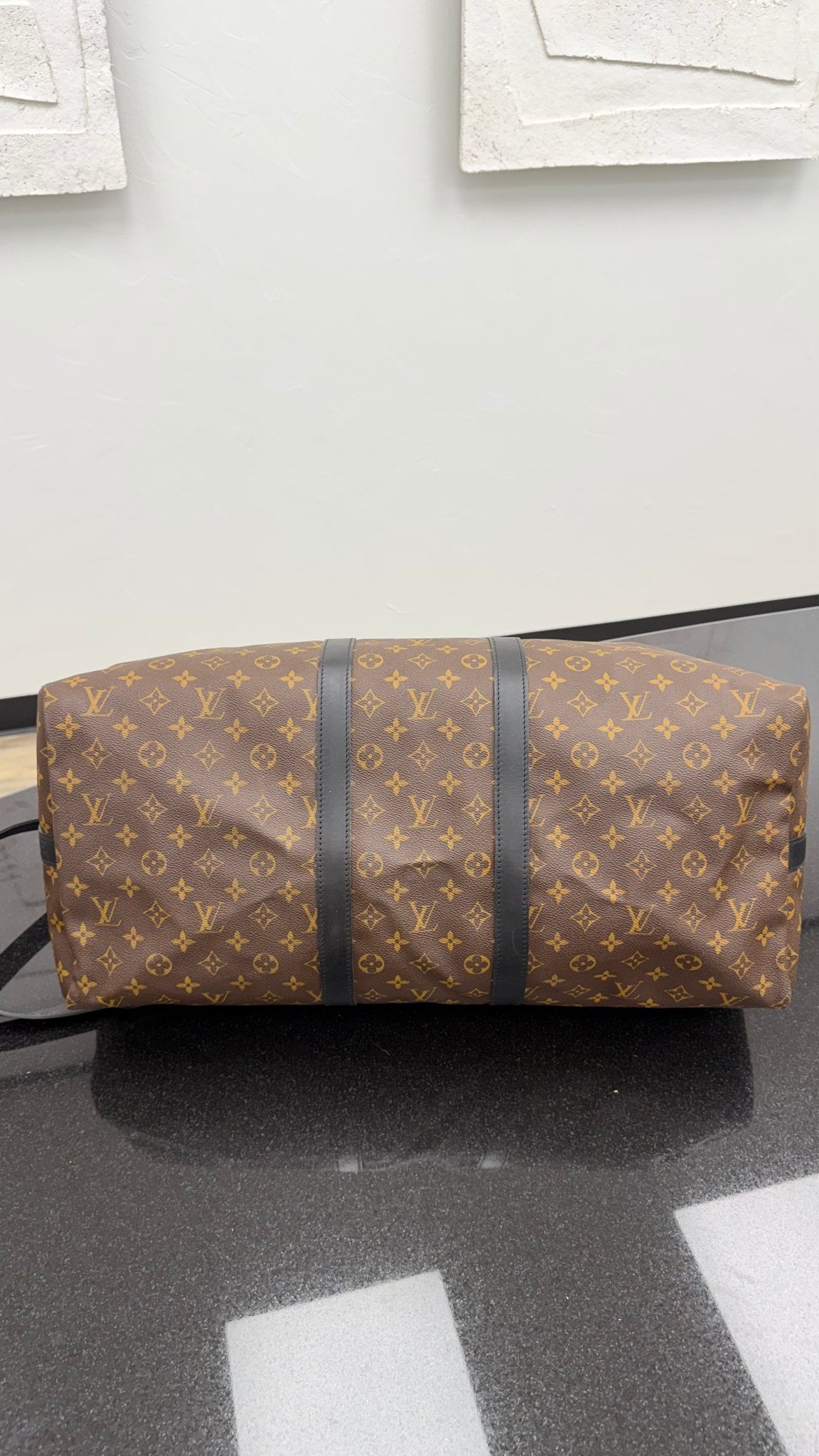 Louis Vuitton Monogram Macassar Keepall Bandouliere 55 Duffle Bag