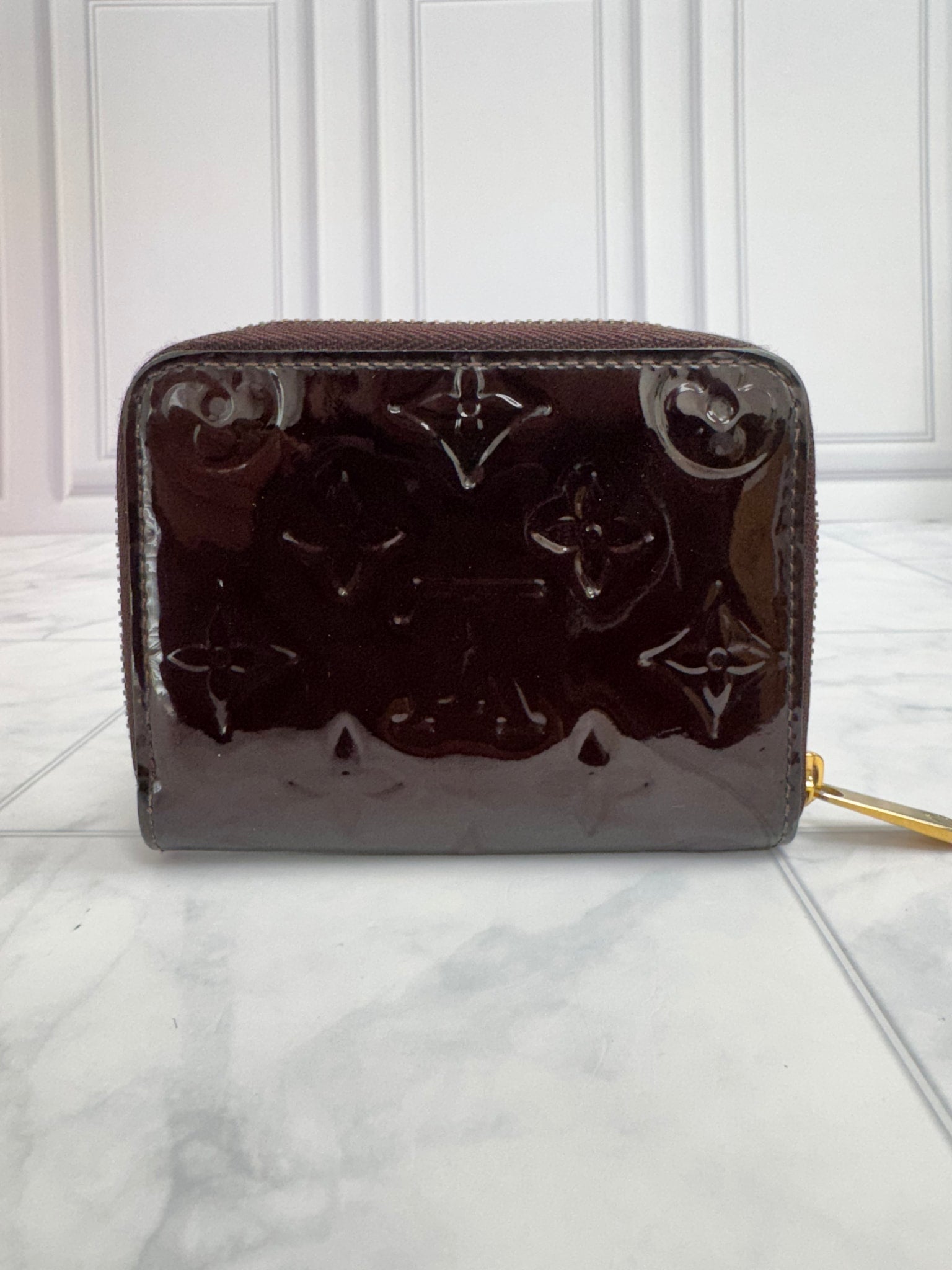 Louis Vuitton Burgundy Monogram Vernis Compact Zippy Wallet