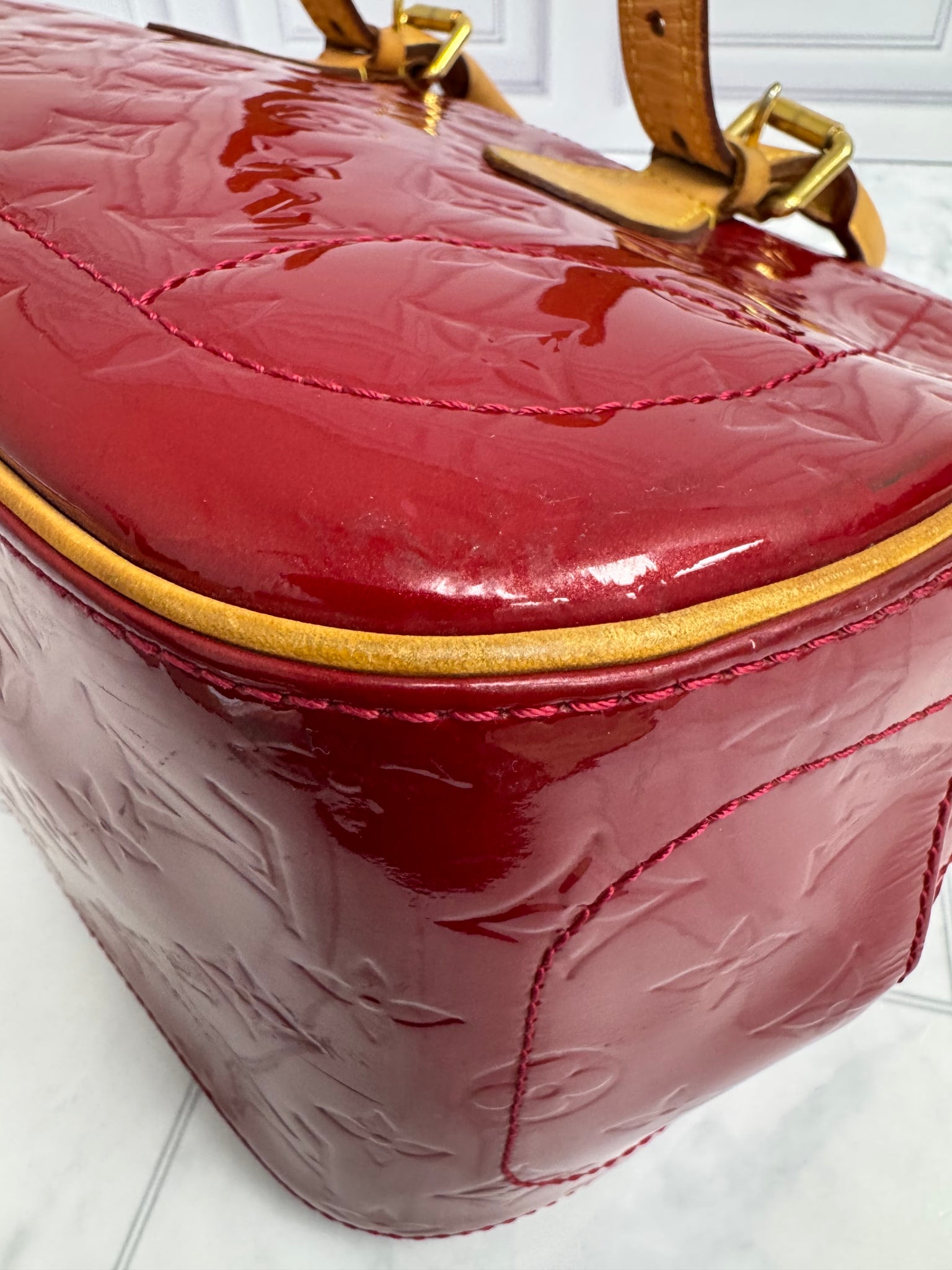 Louis Vuitton Dark Red Vernis Summit Drive Bag