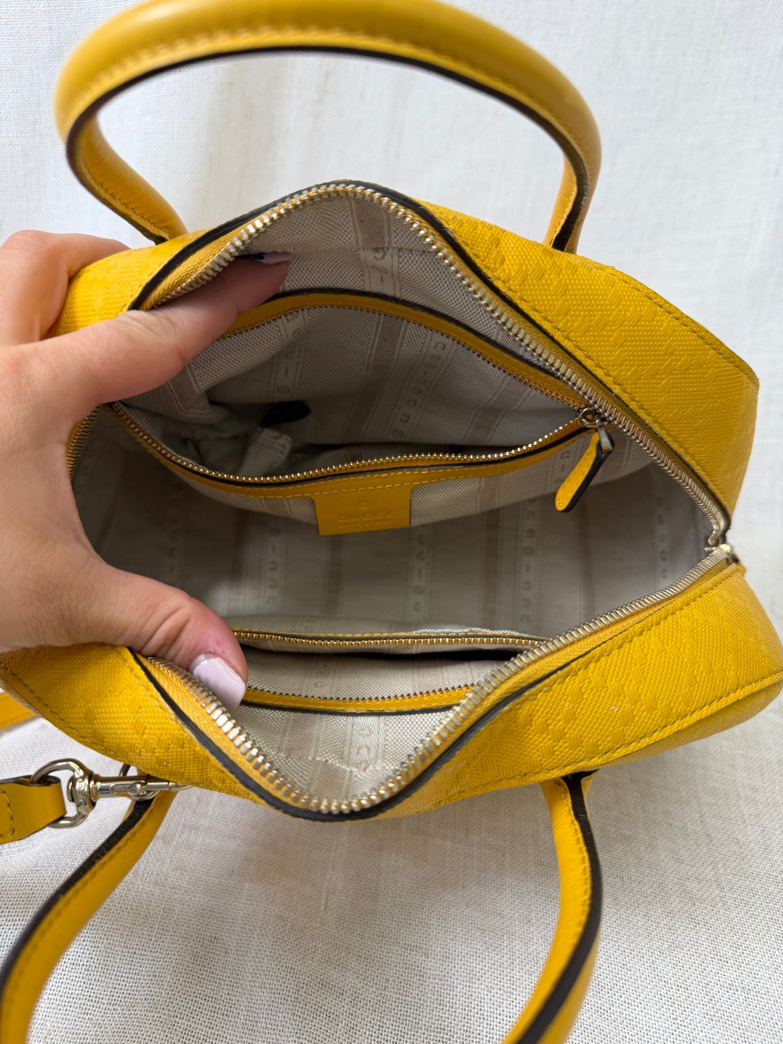 Gucci Yellow Diamante Leather Convertible Boston Bag