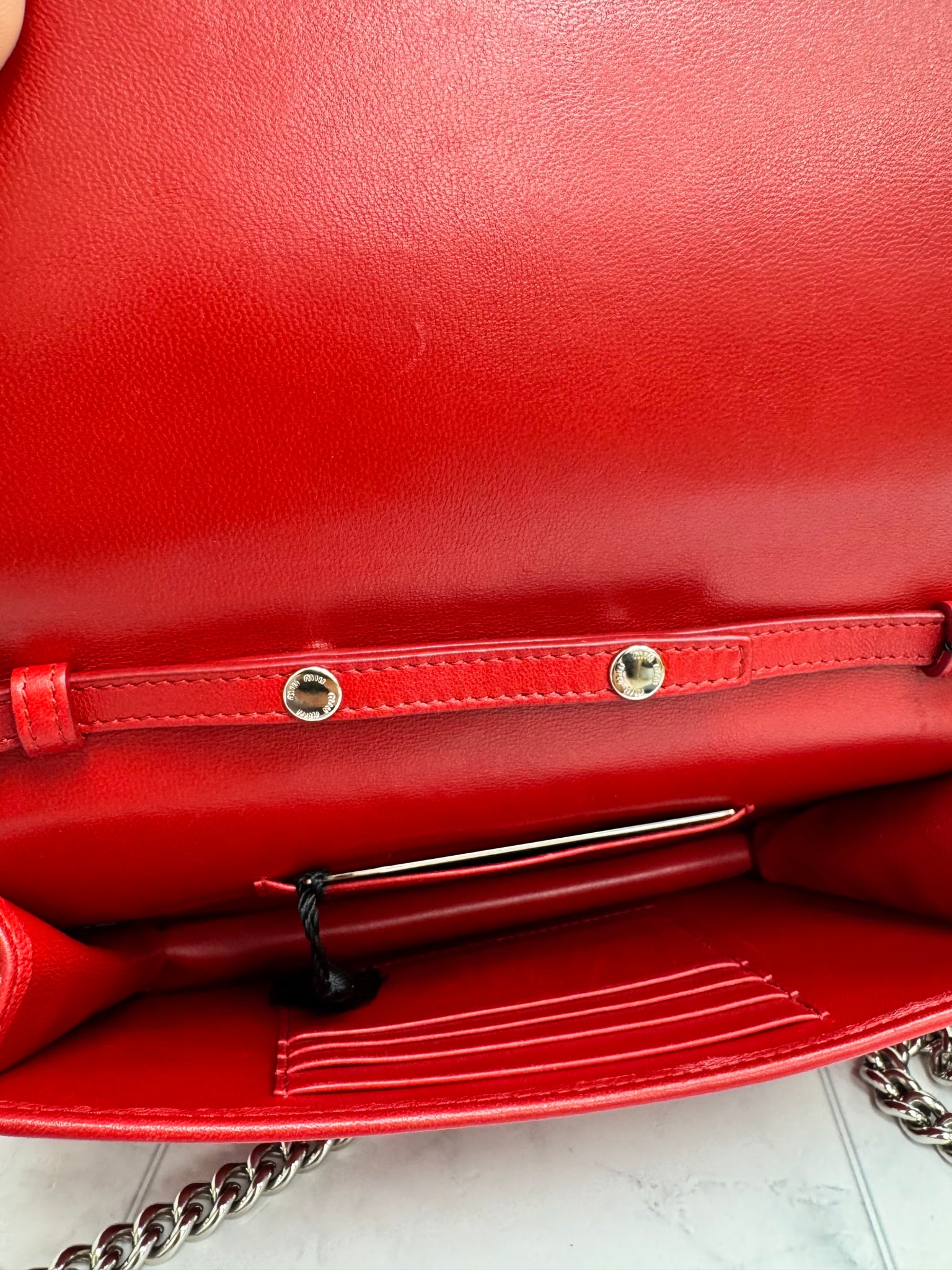 Miu Miu Red Pearl And Fur Crossbody Bag